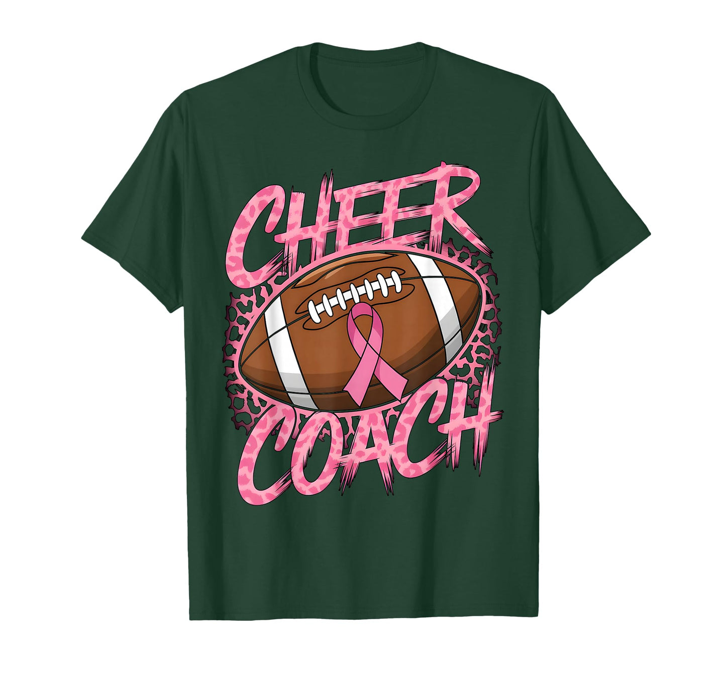 Football Cheer Coach Pink Ribbon Breast Cancer Awareness T-Shirt