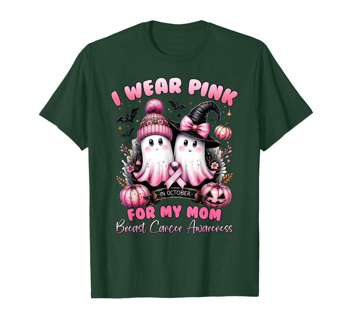 I Wear Pink for My Mom Halloween Breast Cancer Awareness T-Shirt