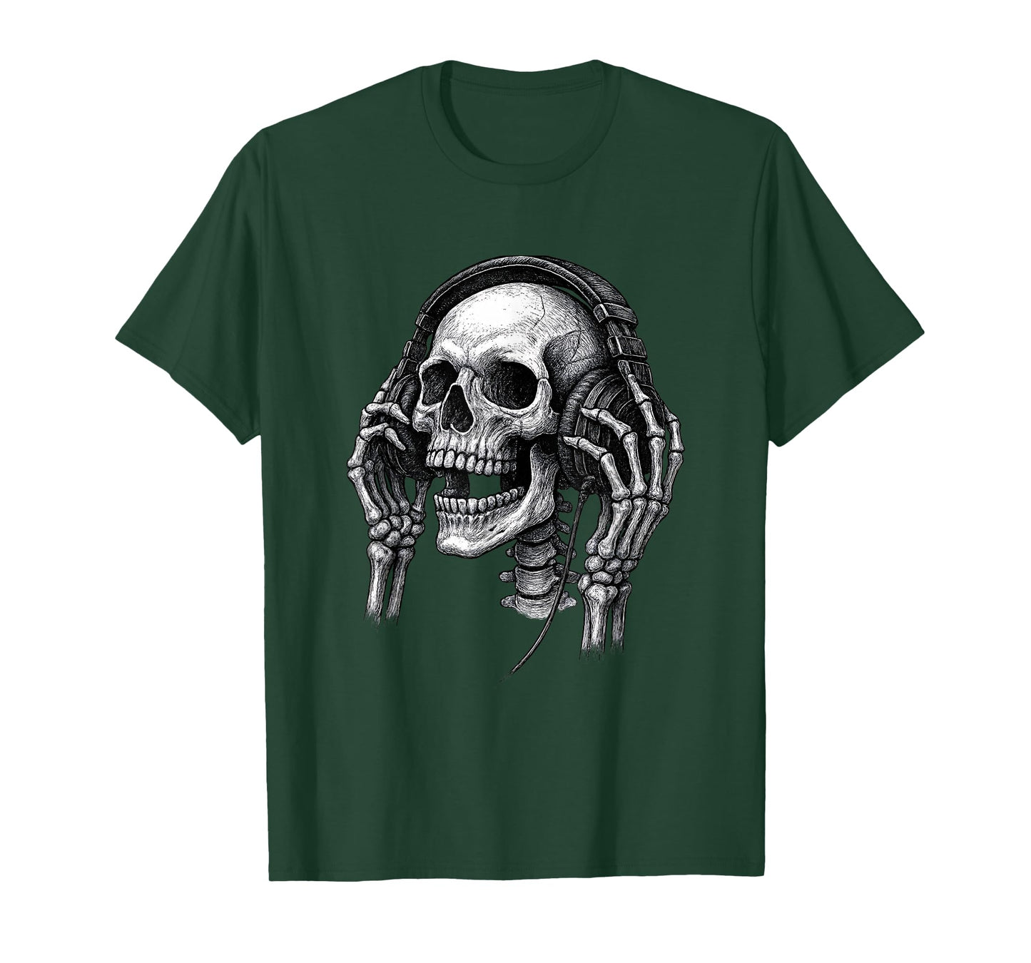 Skull with Headphones Tee Grunge Punk Rock Hip Hop Rap Music T-Shirt
