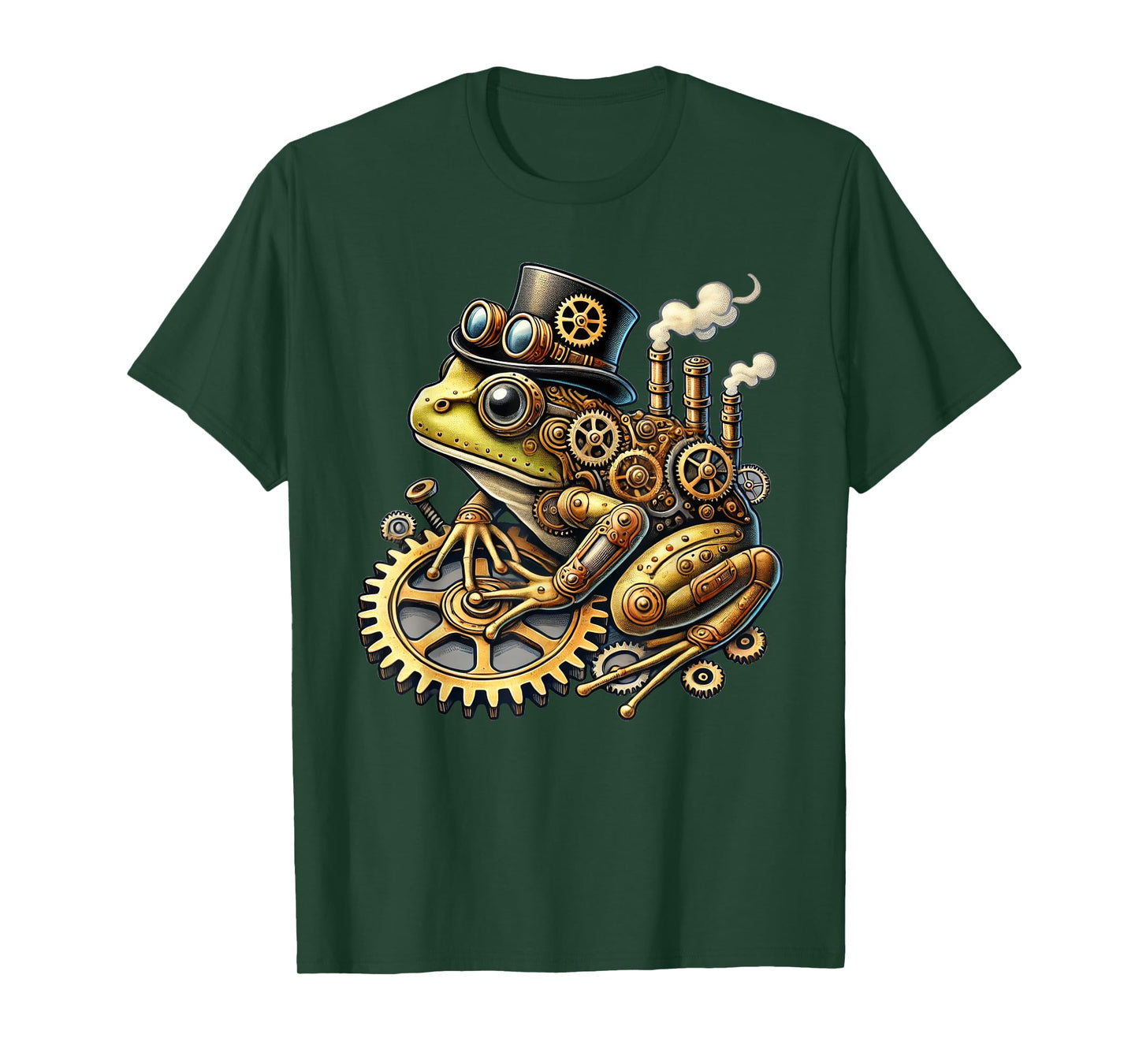 Steampunk Frog Fantasy Apparel Steampunk Frog Art T-Shirt - Unisex-Adults & Kids - Black - Small - Short Sleeve - Cotton Blend - Machine Wash