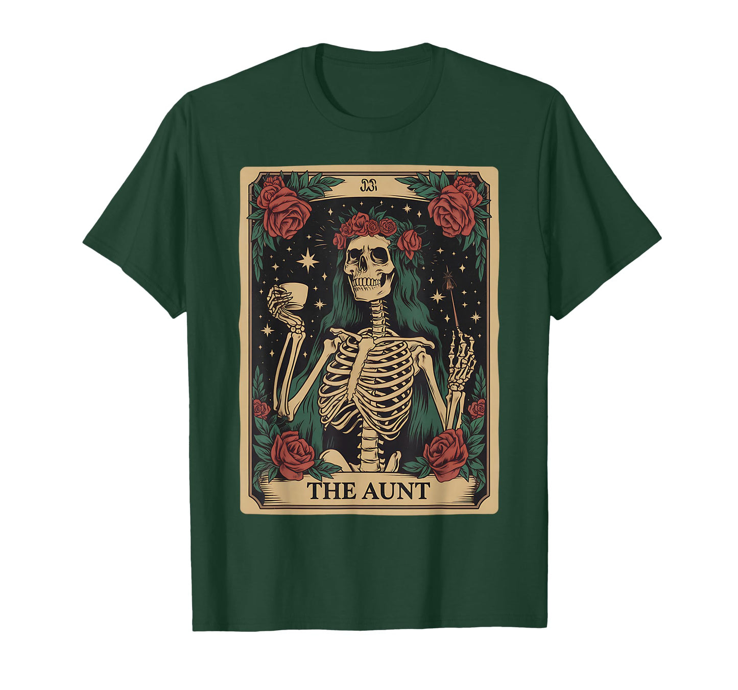 The Aunt Tarot Card Women Skeleton Aunty Coffee Halloween T-Shirt