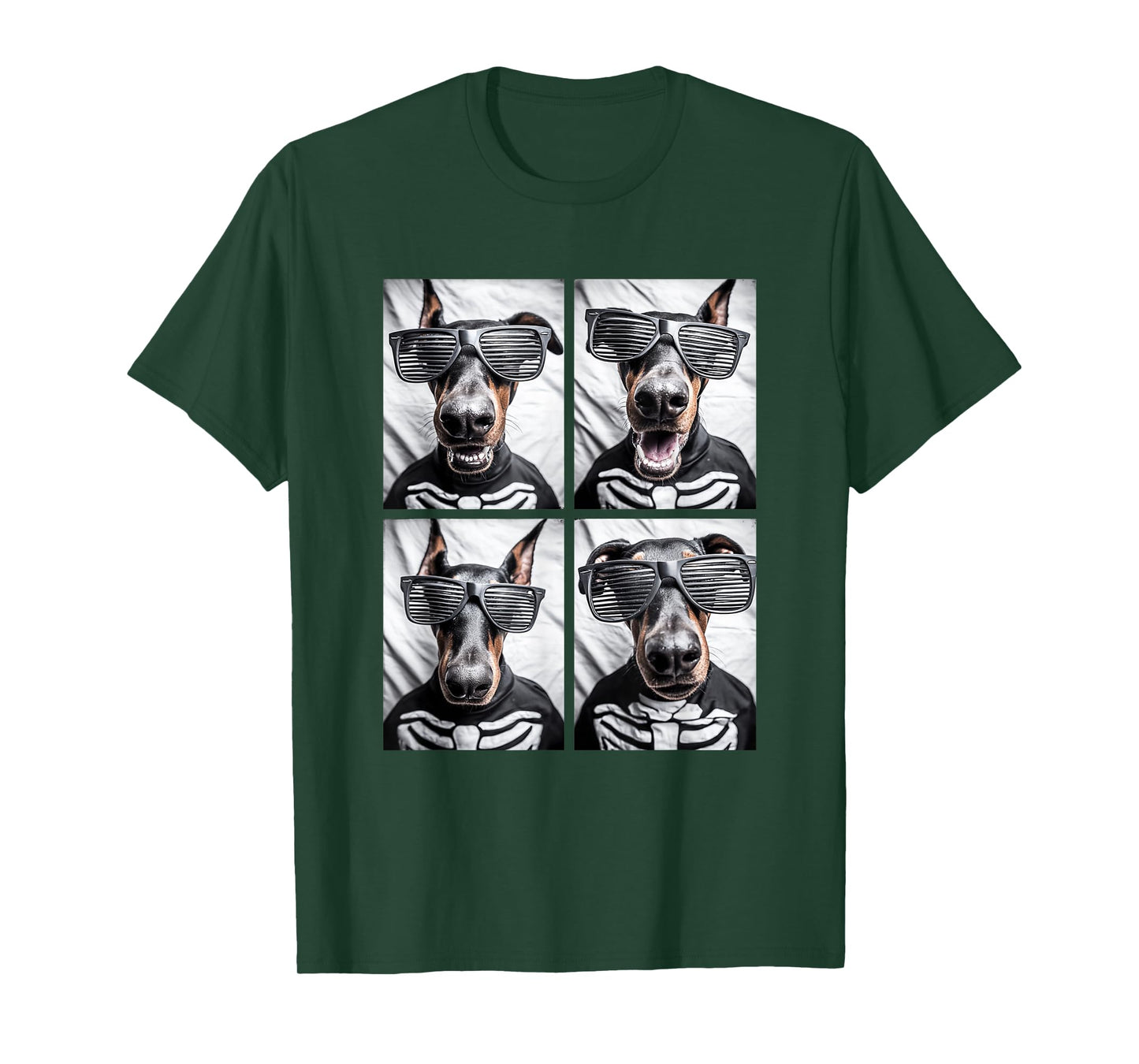 Dobermans with Sunglasses Skeleton Costume Halloween Dogs T-Shirt