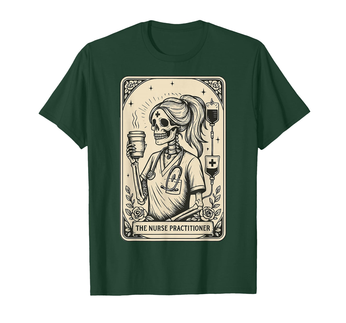 Nurse Practitioner Tarot Witch Skeleton Halloween T-Shirt