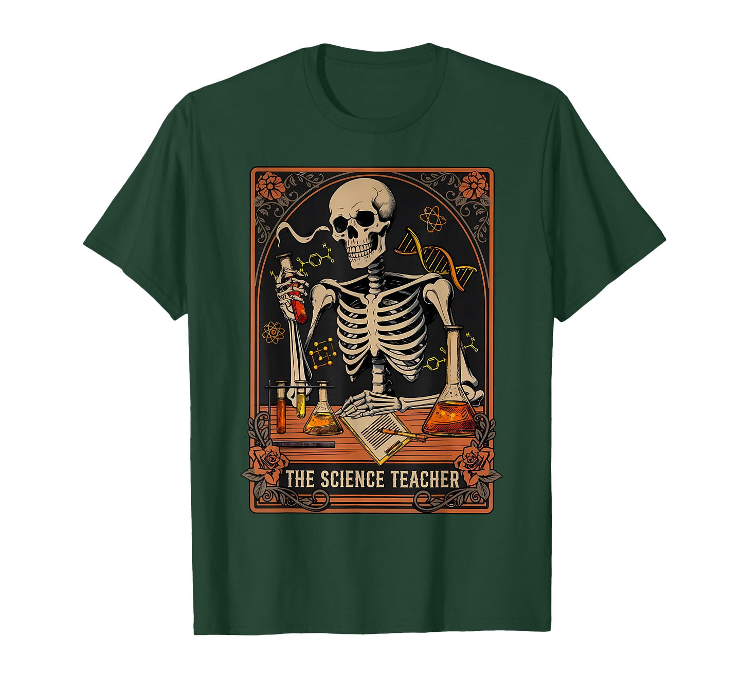 Science Teacher Tarot Card Skeleton Halloween Scientist STEM T-Shirt