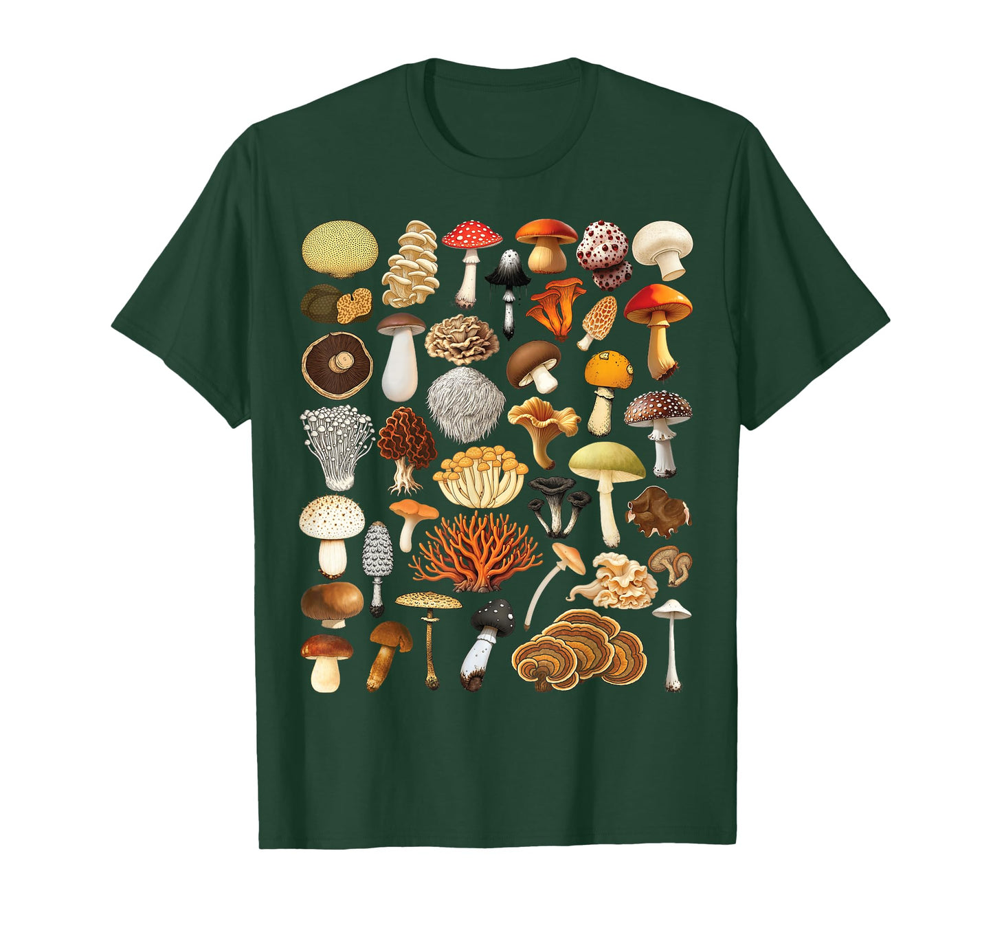 Types of Mushrooms Mycology Fungi Foraging Mushroom Lovers T-Shirt
