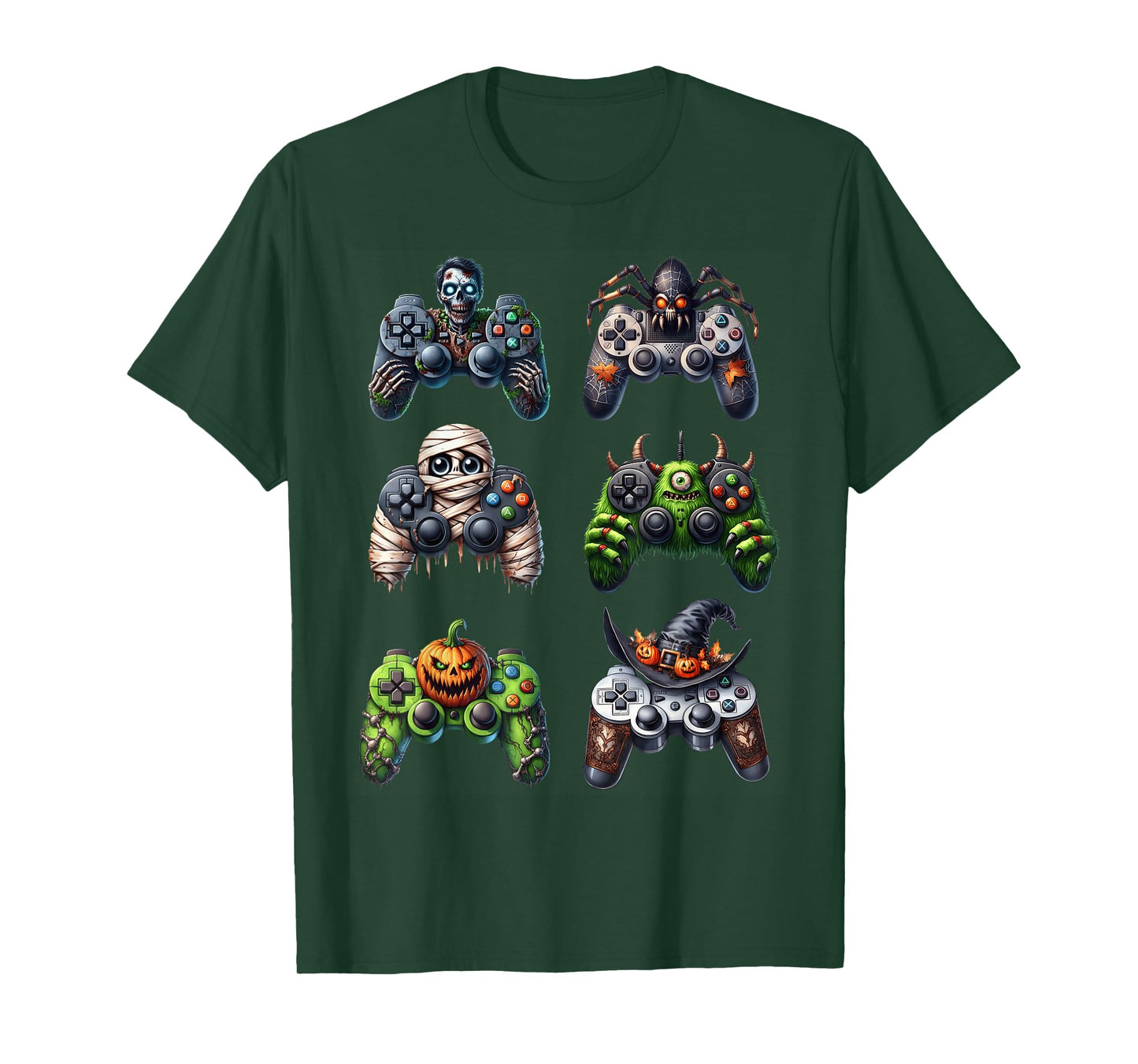 Skeleton Zombie Gaming Controllers Mummy Halloween Boys Kids T-Shirt