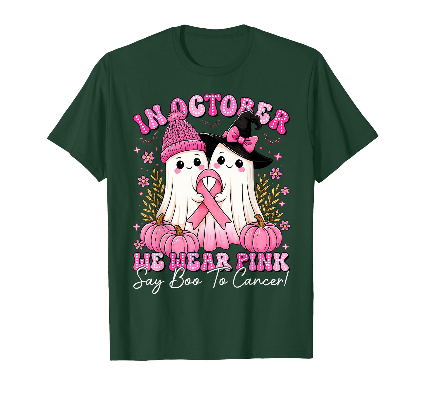 Breast Cancer Women Halloween in October We Wear Pink T-Shirt