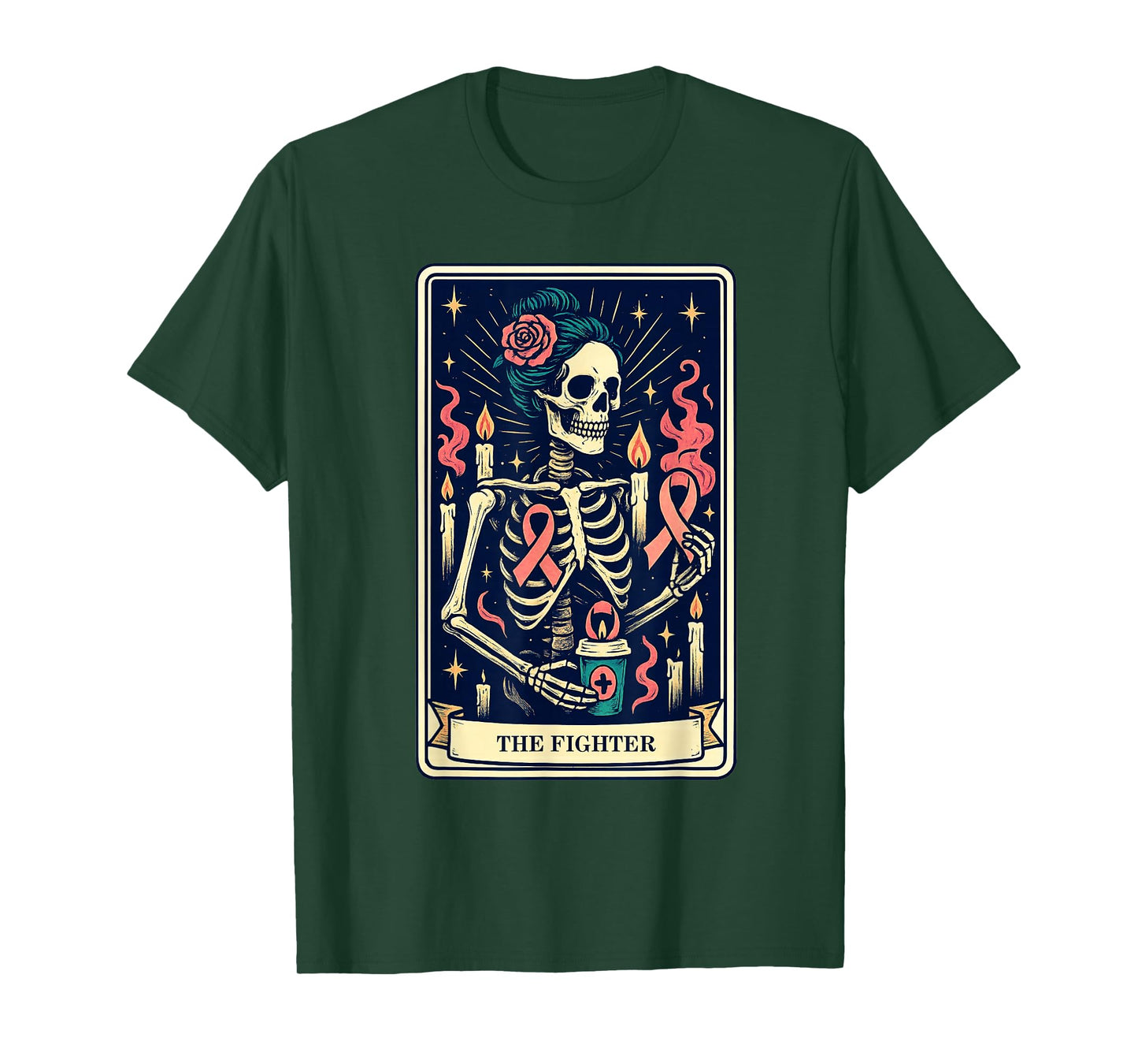 Pink Ribbon The Fighter Tarot Card Awareness T-Shirt