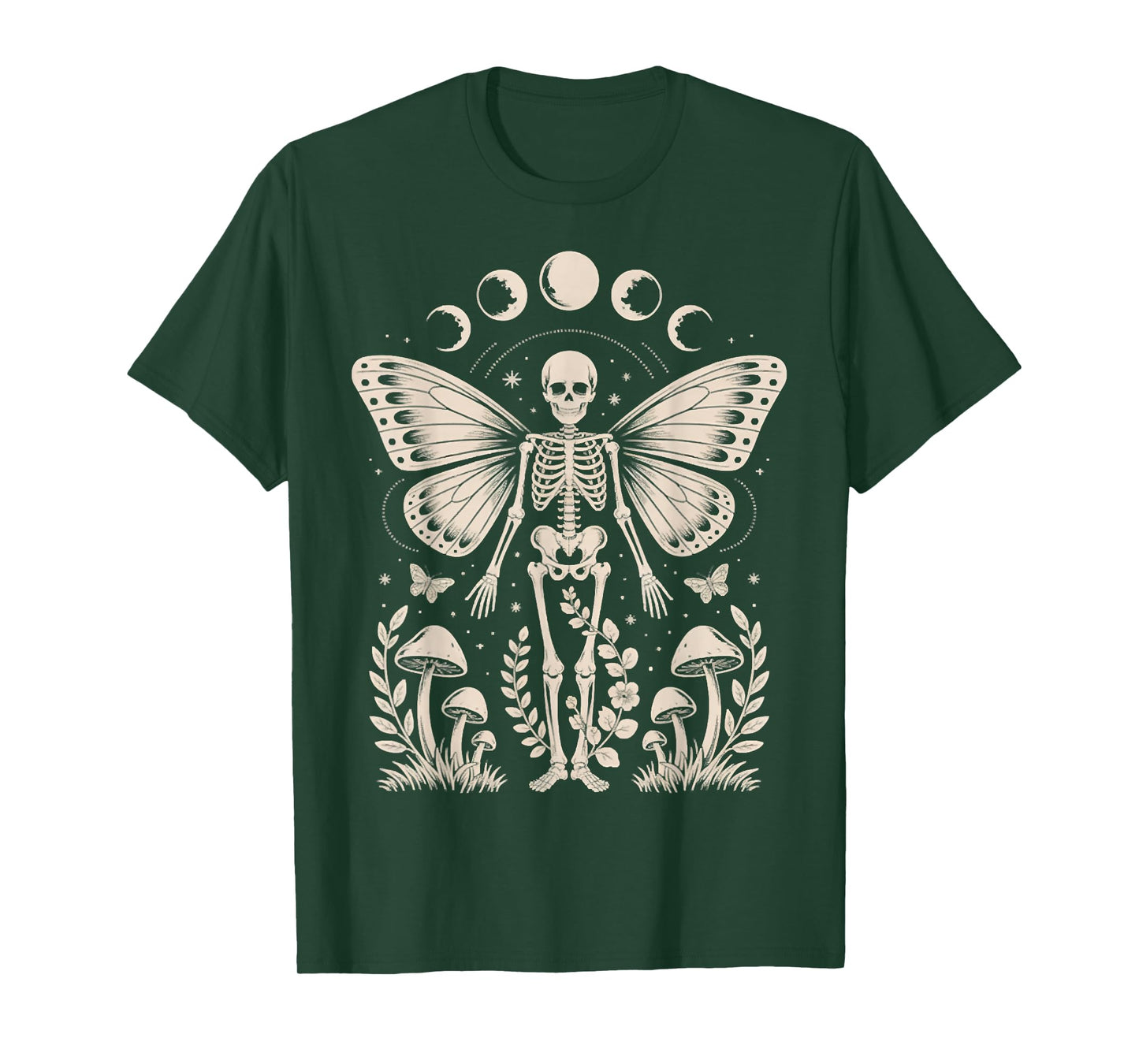 Skeleton Fairy Witchy Occult Moon Phases Mushrooms Outfit T-Shirt