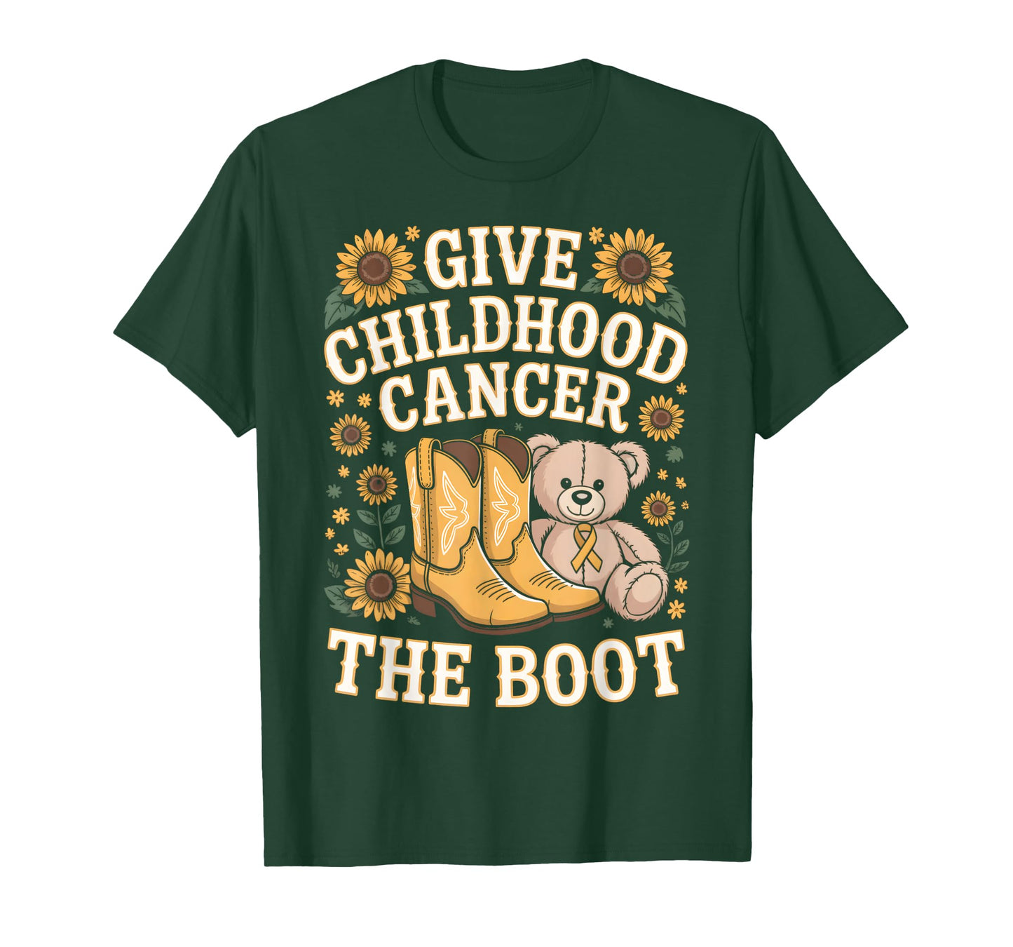 Childhood Cancer Awareness Shirt – Gold Ribbon Sunflower T-Shirt