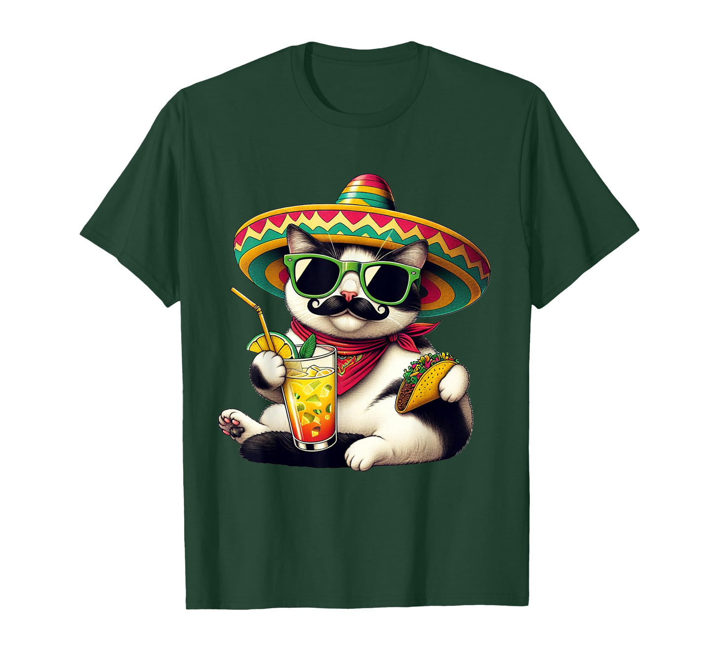 Funny Cinco De Mayo Cat Lovers Tacos Fiesta Humor Funny Meow Men Women Girls Kids T-Shirt