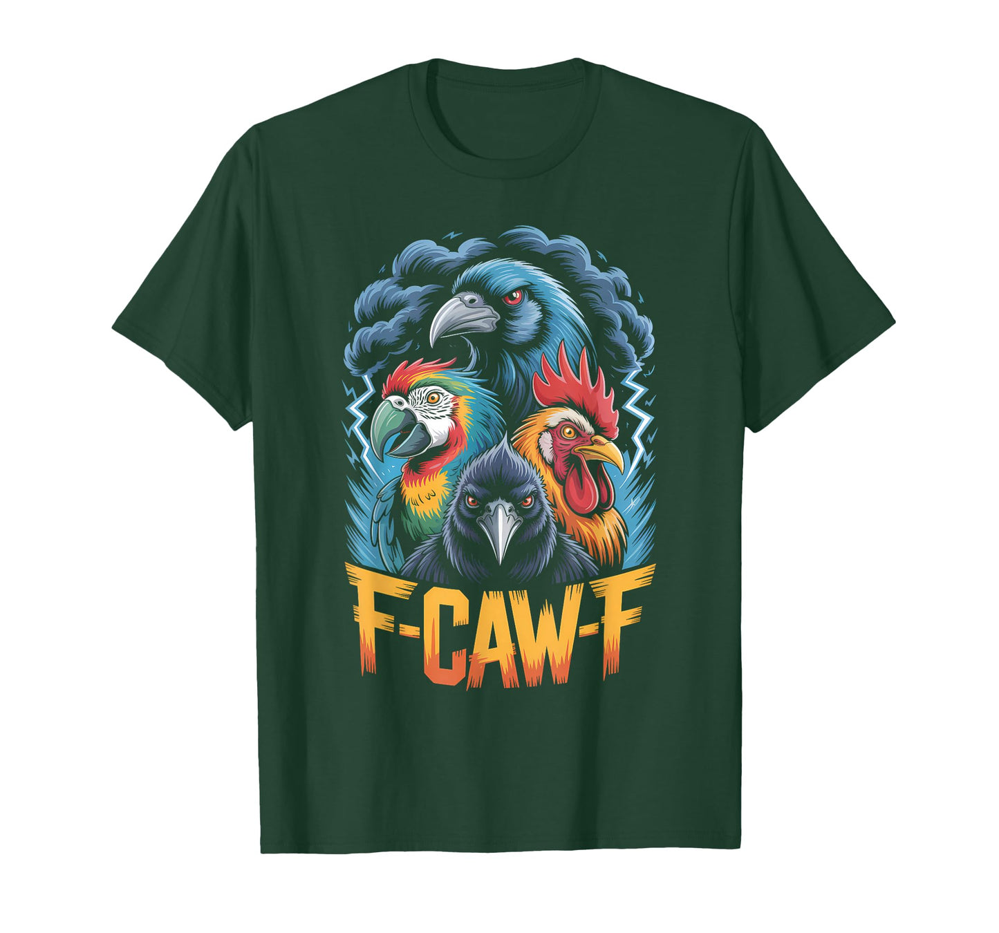 F-CAW-F Funny Gothic Bird Parrot, Crow, Rooster Sound Meme T-Shirt