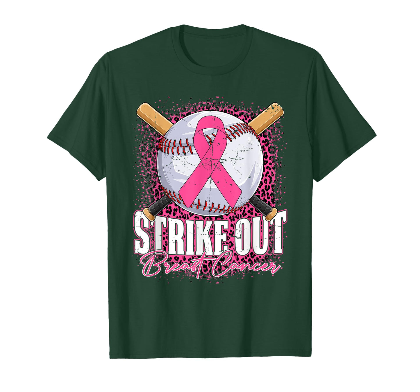Strike Out Breast Cancer Baseball Ball & Pink Ribbon Women T-Shirt