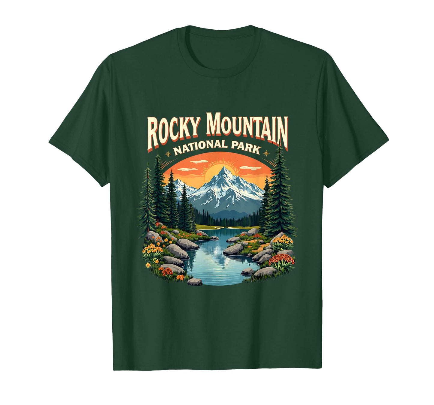 Rocky Mountain National Park Sunrise Lake Scene T-Shirt