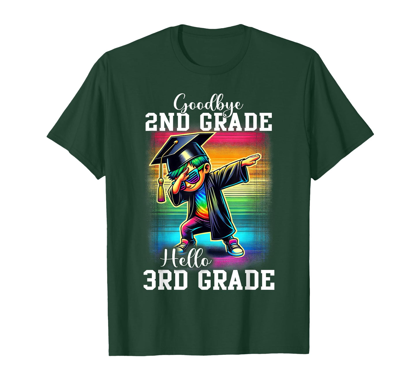 Goodbye 2nd Grade Hello 3rd Grade Dabbing Boy Colorful T-Shirt