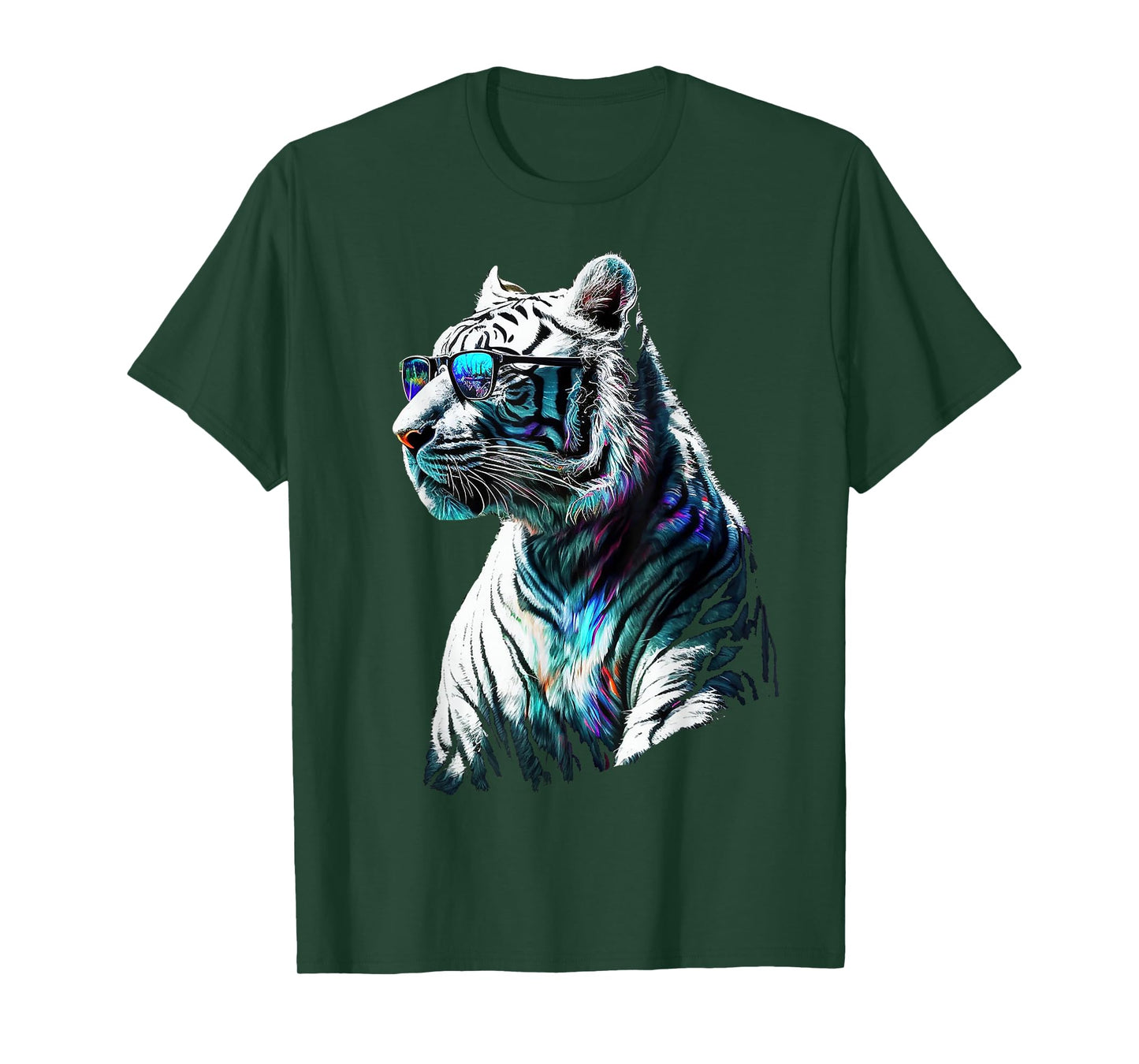 White Tiger Sunglasses Colourful Art Animal Tiger T-Shirt
