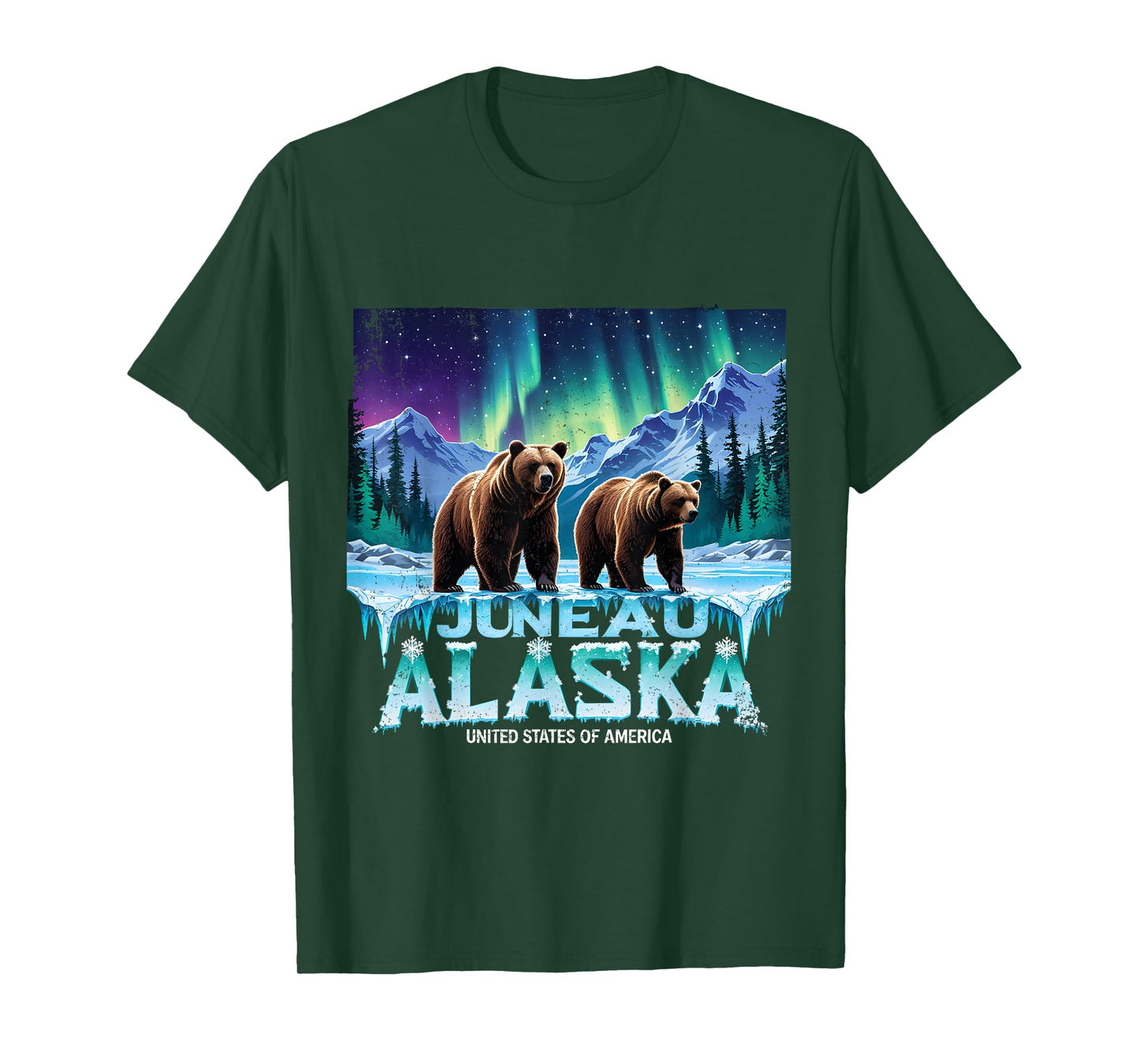 Juneau Alaska Bear Northern Lights Gift Tee T-Shirt