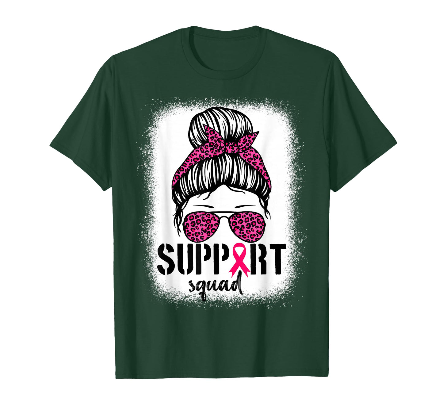 Support Squad Messy Bun Warrior Breast Cancer Awareness T-Shirt
