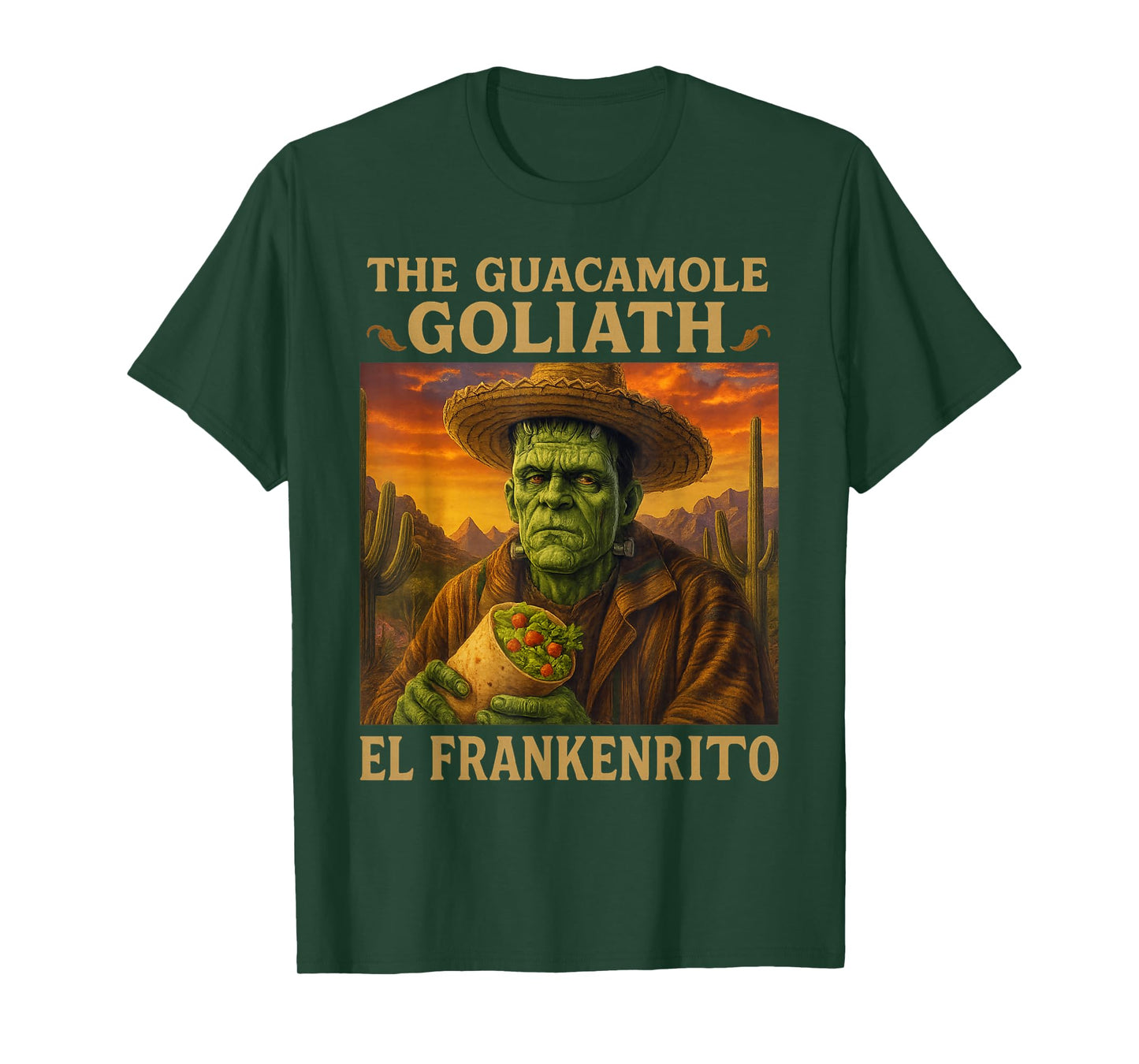 Mexican Halloween Tacos Frankenstein The Guacamole Goliath T-Shirt