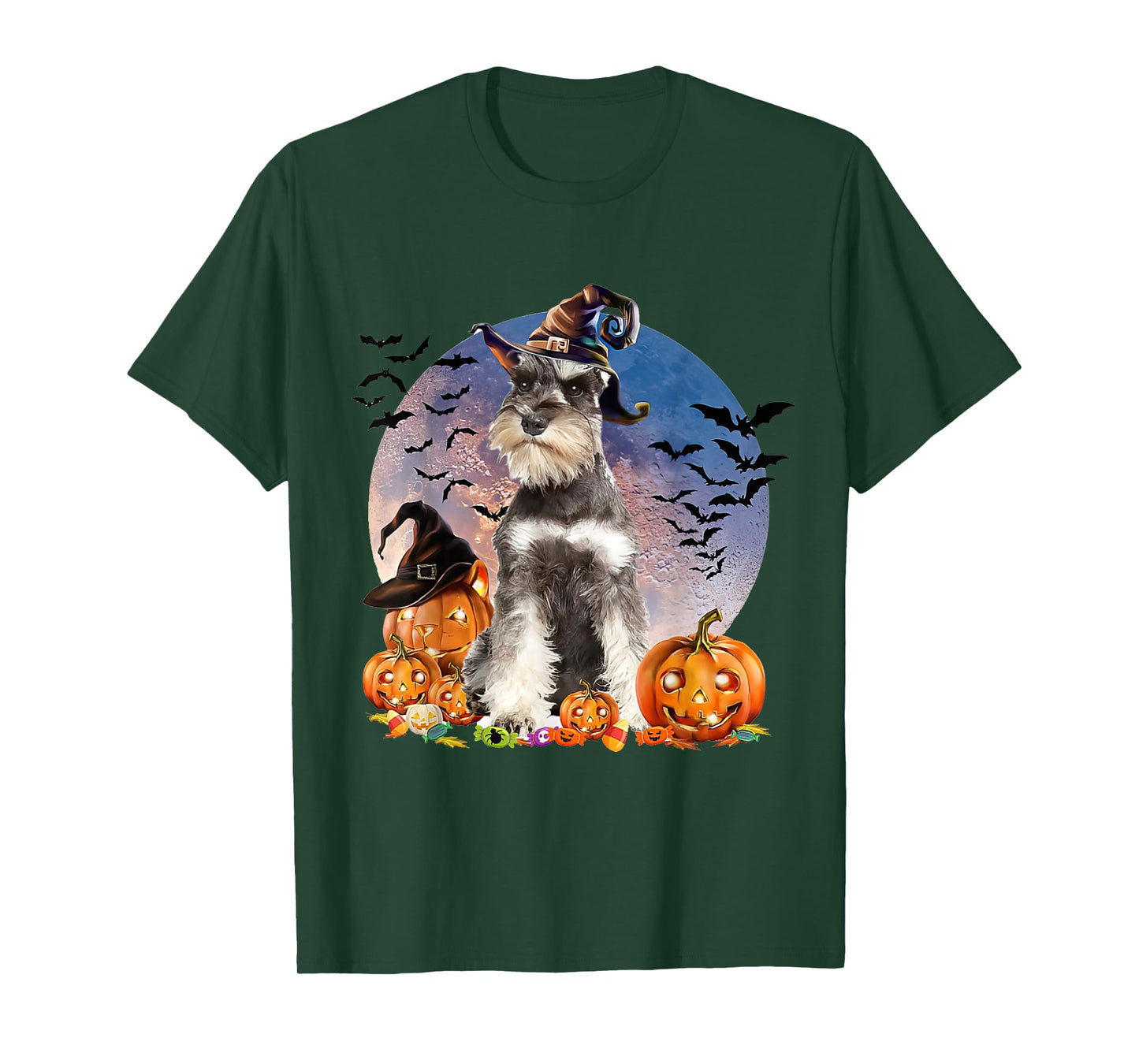 Dog Halloween Schnauzer Jack O Lantern Pumpkin T-Shirt for Men Women