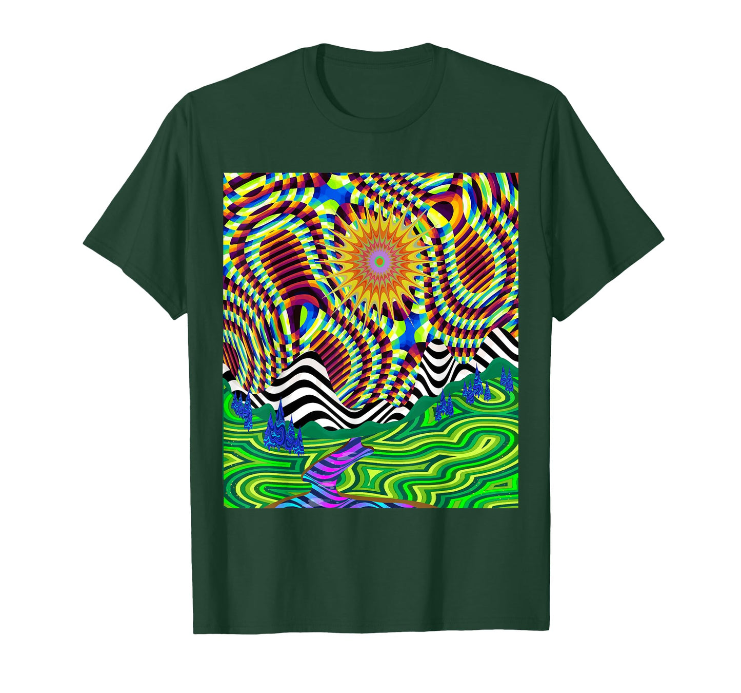 Psychedelic Trippy Mountain Funny Hippie Nature Lover Outfit T-Shirt
