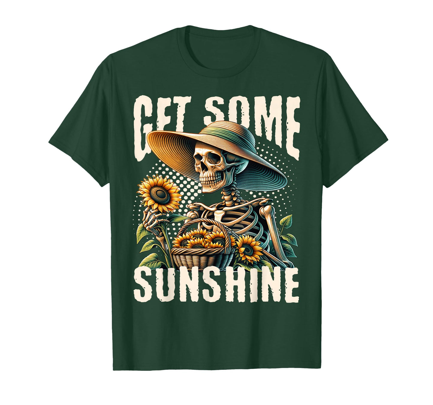Get Some Sunshine Skeleton Picking Sunflowers T-Shirt
