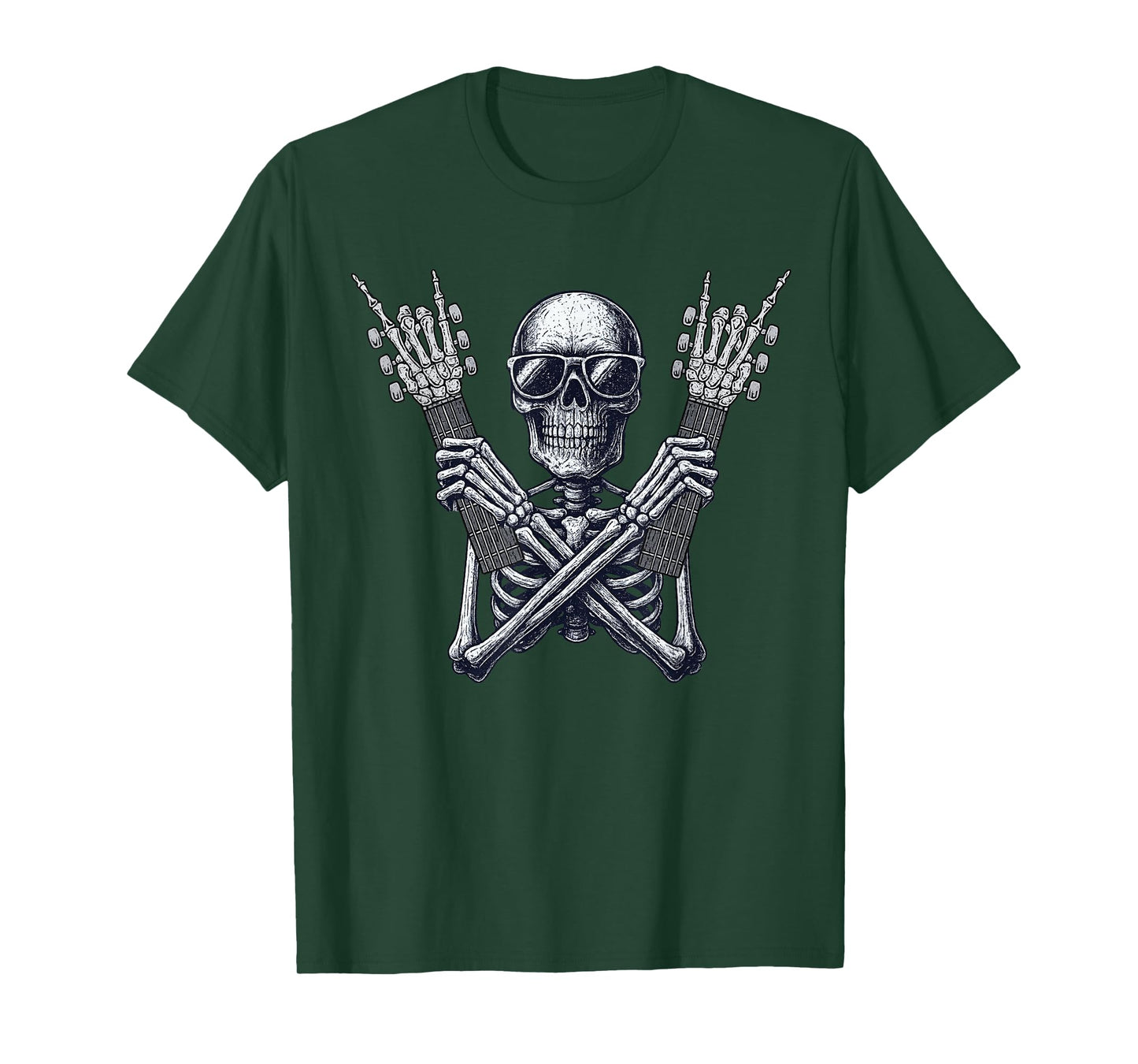 Vintage Halloween Skeleton Guitar Rock Funny Spooky Costume T-Shirt