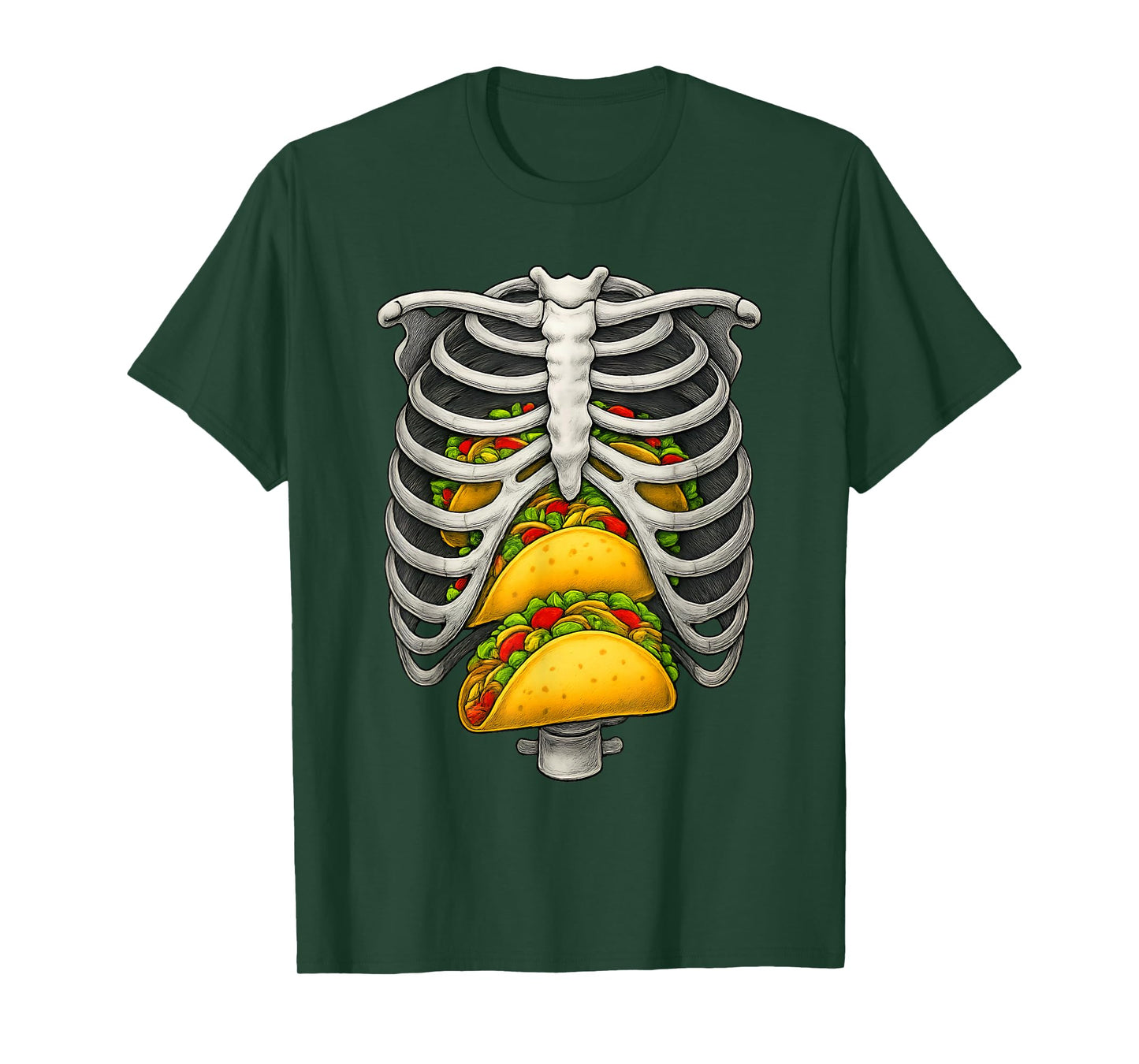 Skeleton Rib Cage Taco Lovers Skull Halloween Costume Funny T-Shirt