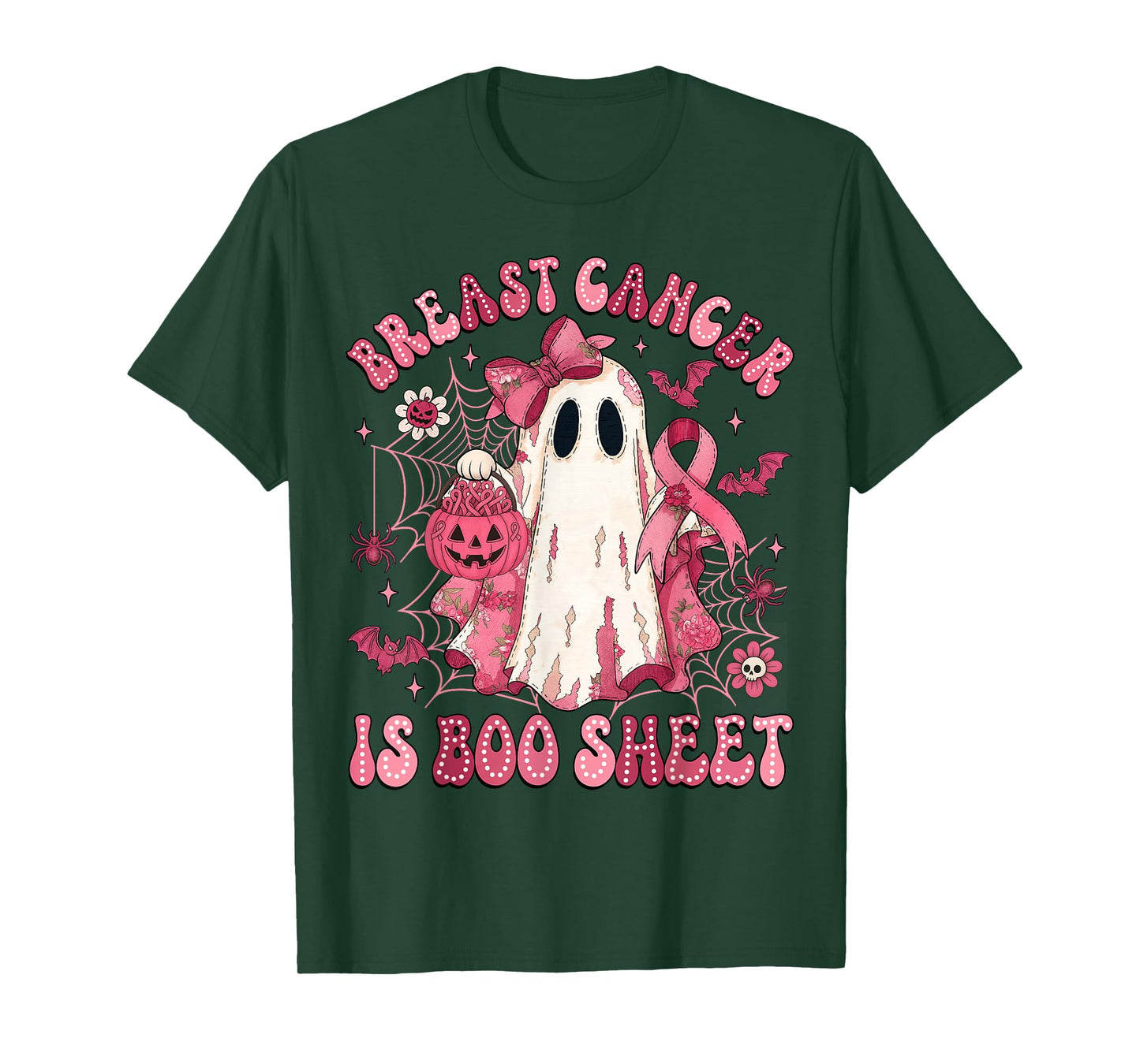 Breast Cancer is Boo Ghost Sheet Halloween Patchwork Girls T-Shirt