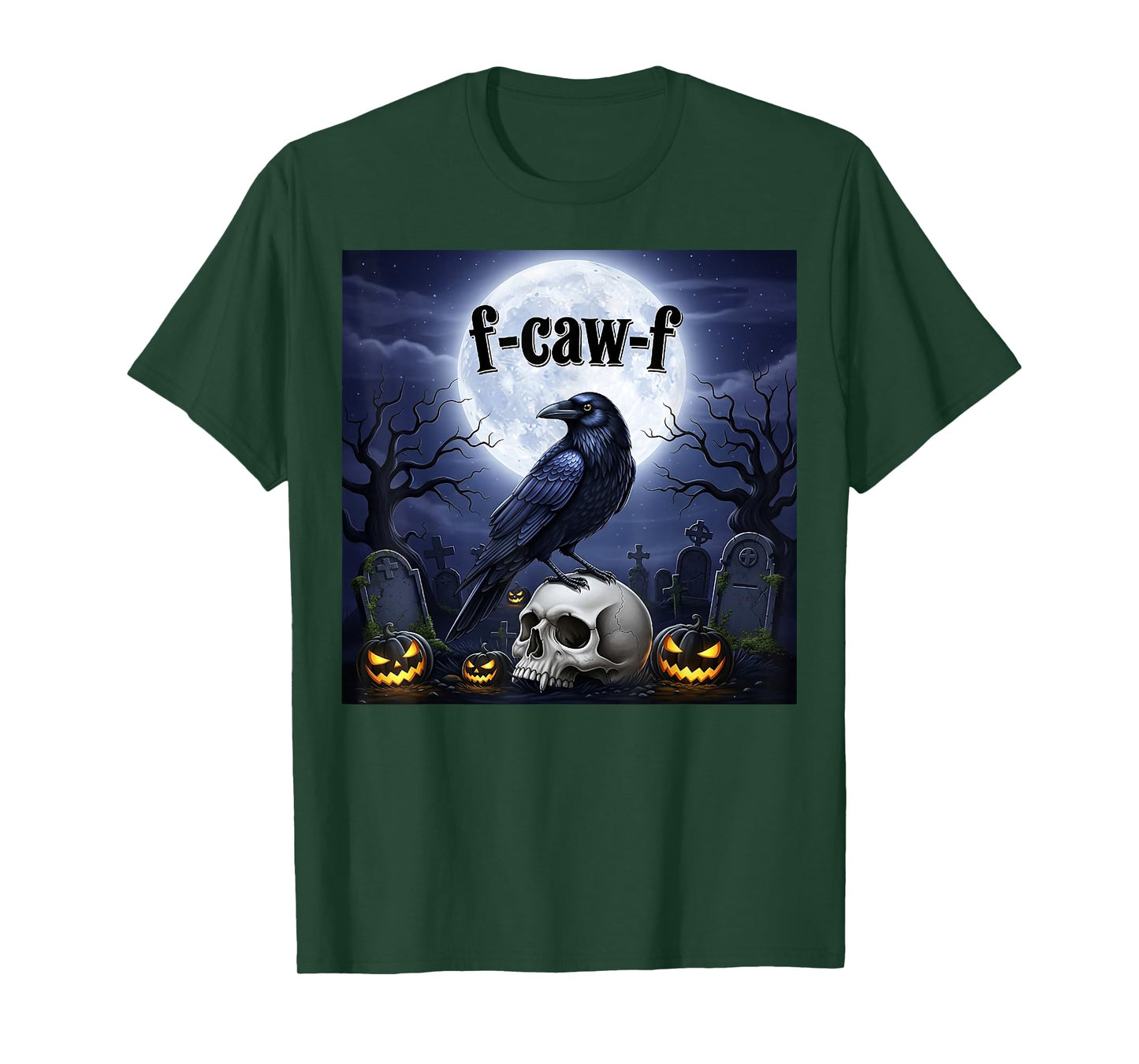 Funny F-Caw-F Raven Pumpkin Gothic Crow Black Bird Halloween T-Shirt