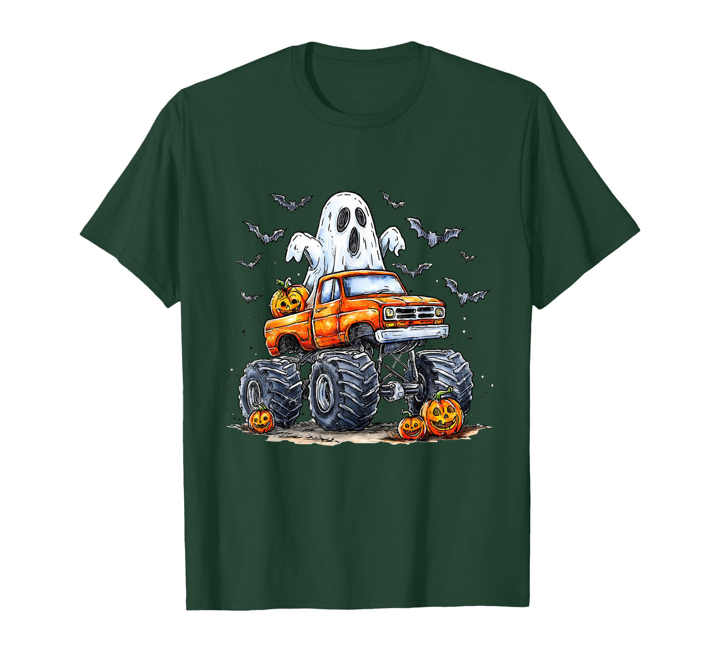 Bulldozer Ghost Halloween Ghost Monster Truck Construction T-Shirt