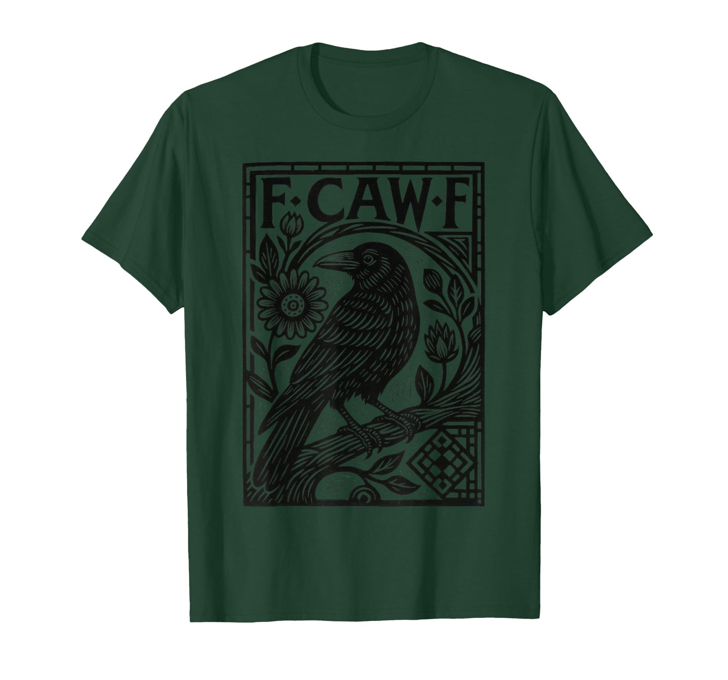 Retro F-Caw-F Black Crow Funny Black Bird Saying Meme Dark T-Shirt