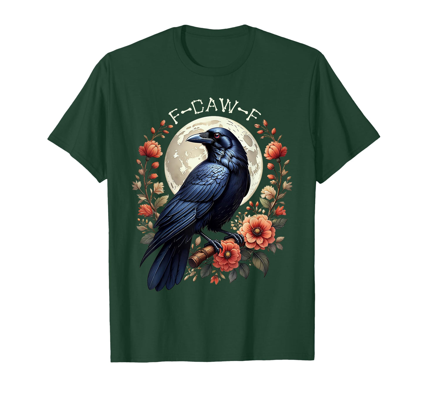 F-Caw-F Crow Funny Raven Moon Adult Humor Nature Graphic T-Shirt
