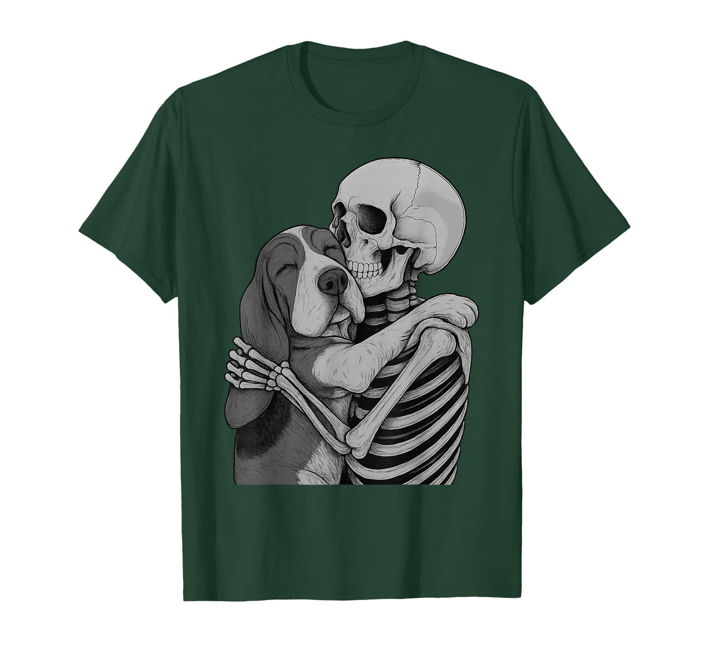 Basset Hound Skeleton Hug Halloween Dog Lover T-Shirt