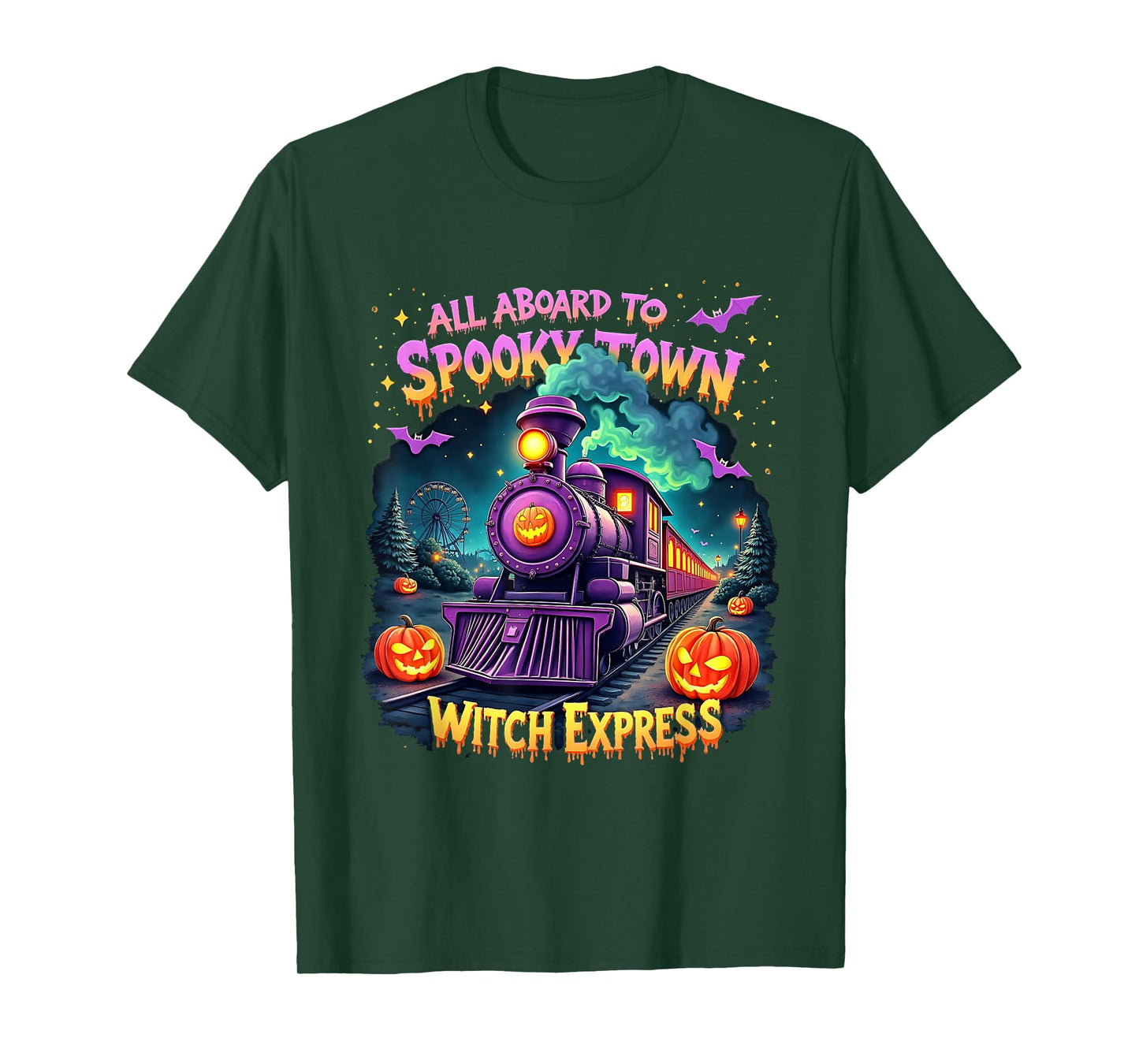 Funny Halloween Skeleton Ghosts Spooky Town Train T-Shirt
