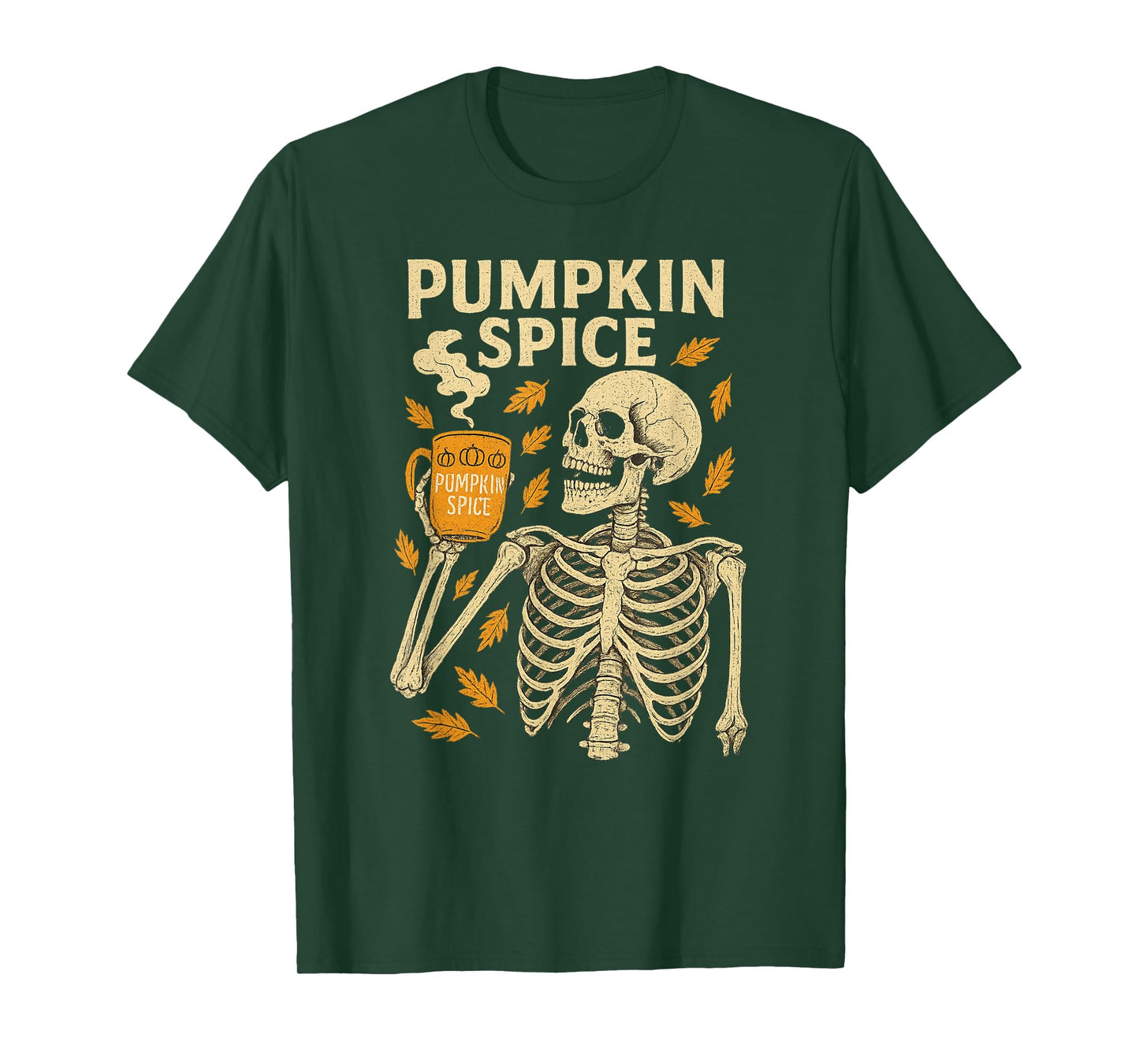 Vintage Halloween Skeleton Pumpkin Spice Latte Syrup Creamer T-Shirt
