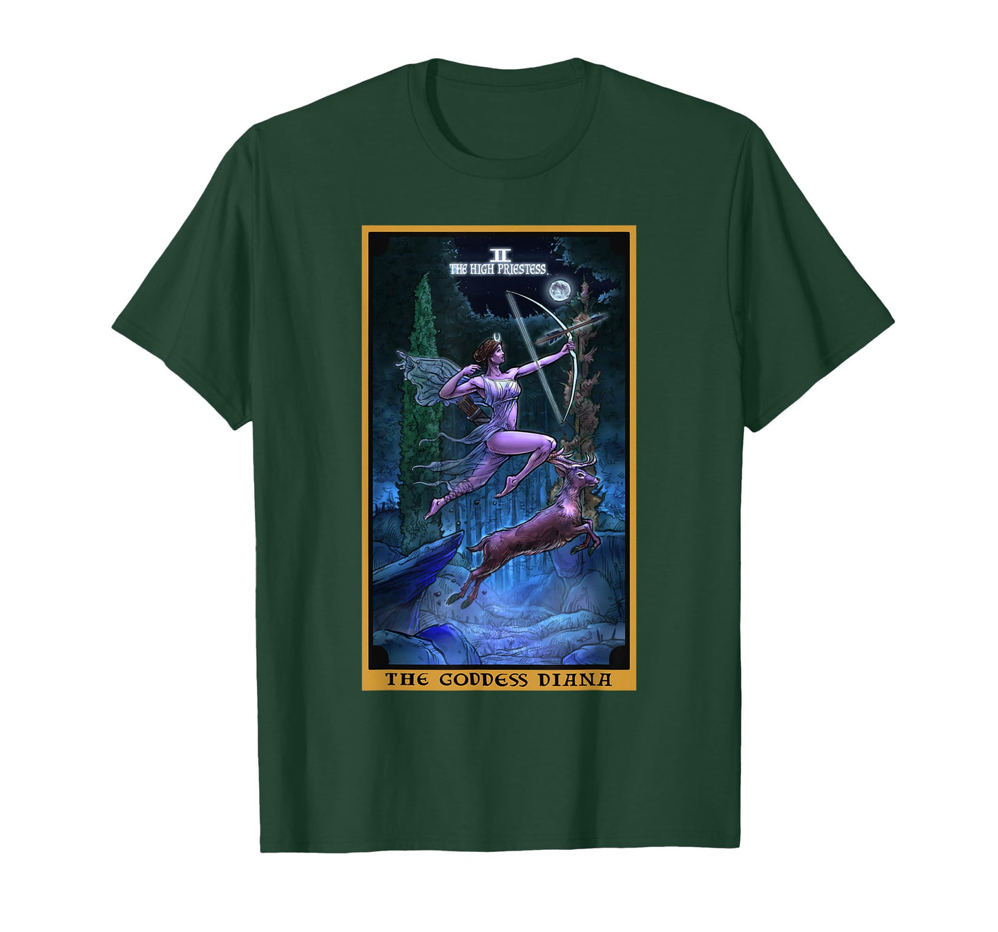 The Goddess Diana High Priestess Tarot Card Pagan Witchcraft T-Shirt
