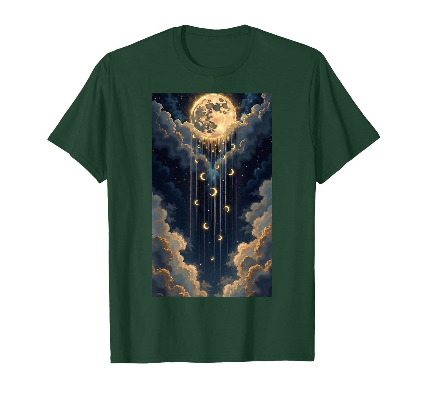 Magical Waterfall Crescent Moon Nature Landscape T-Shirt