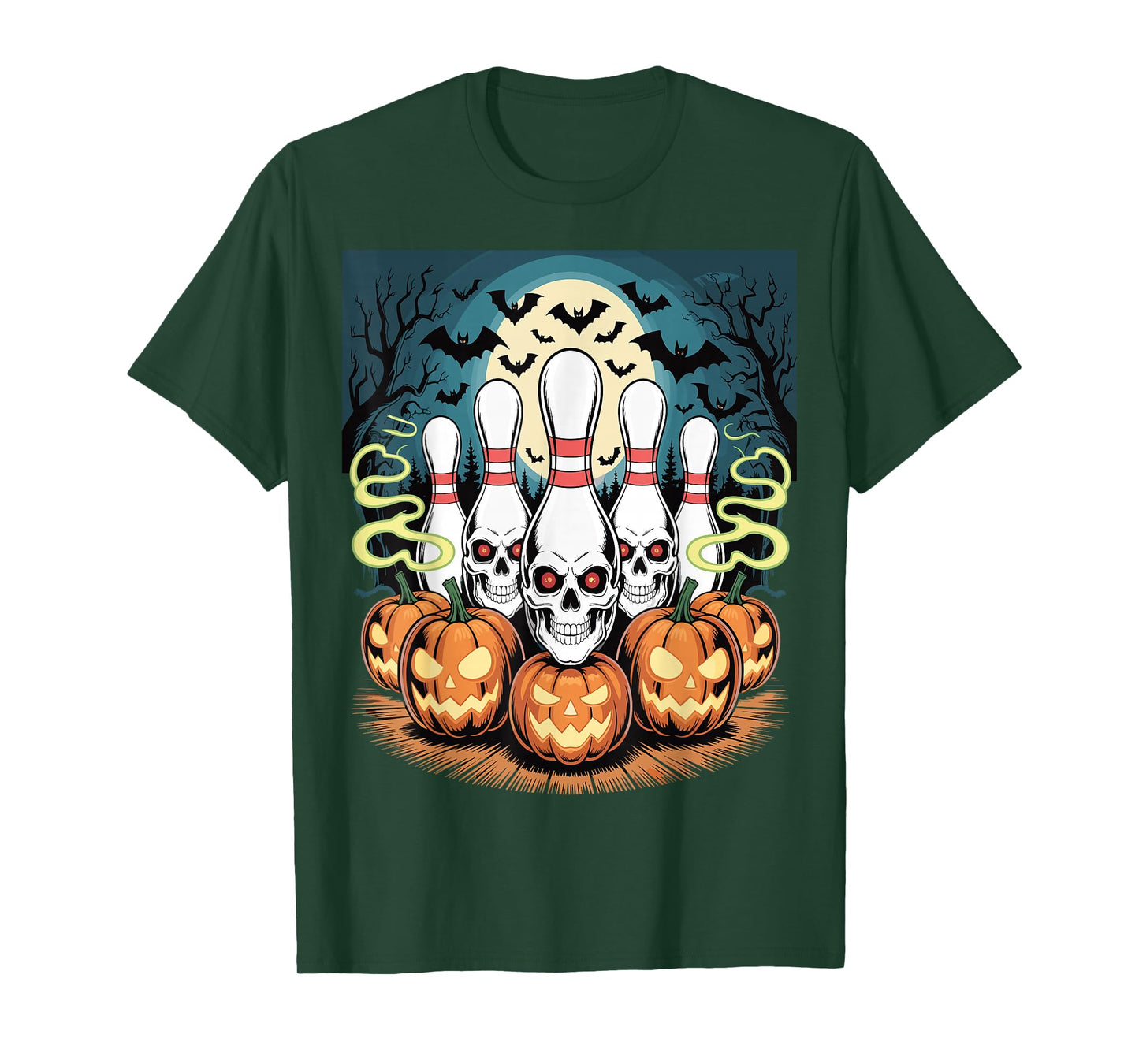 Bowling Pins Skeleton Spooky Halloween T-Shirt