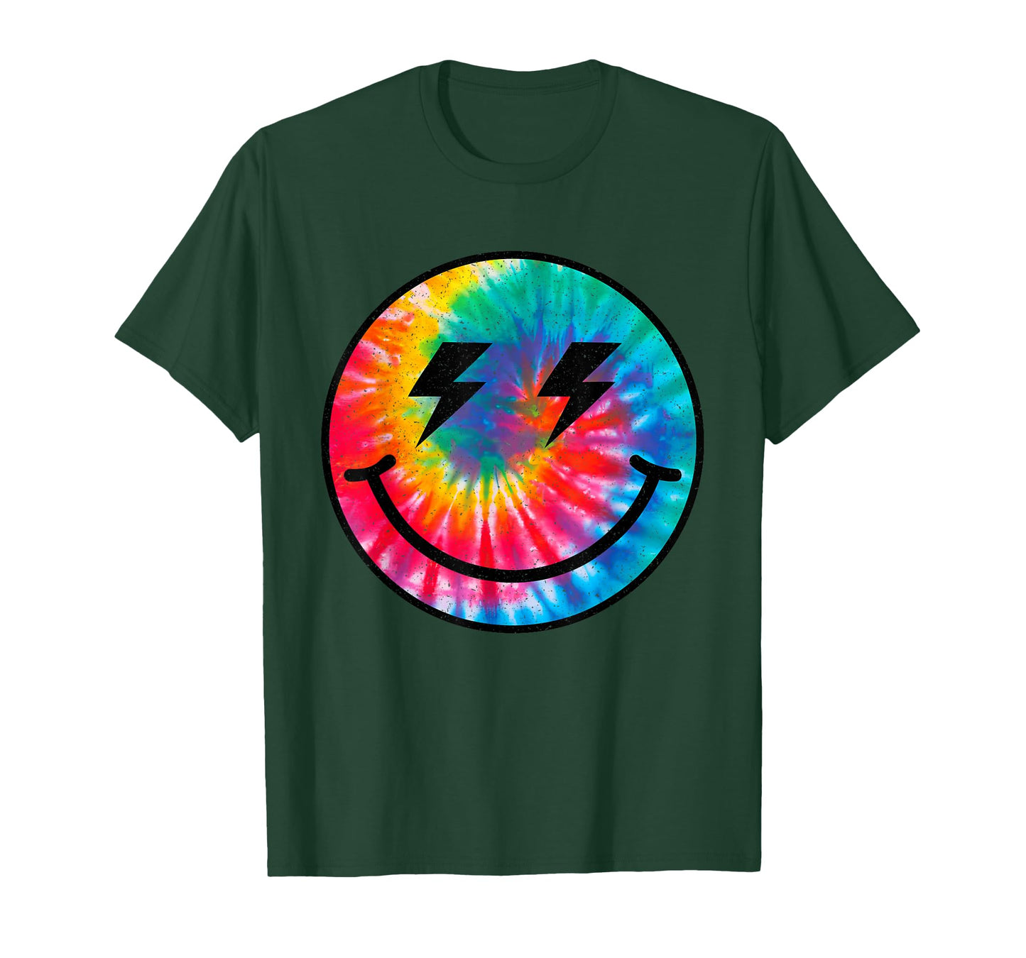 Retro Happy Face Tie Dye Checkered Pattern Smile Face Trendy T-Shirt