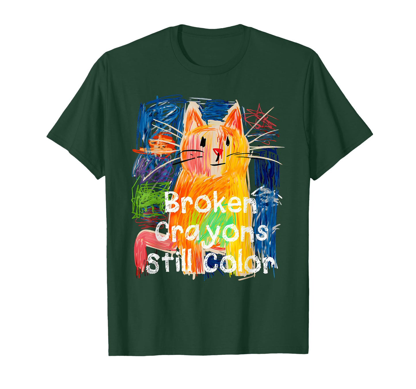 Broken Crayons Still Color Cat Teacher T-Shirt for Men Women Kids