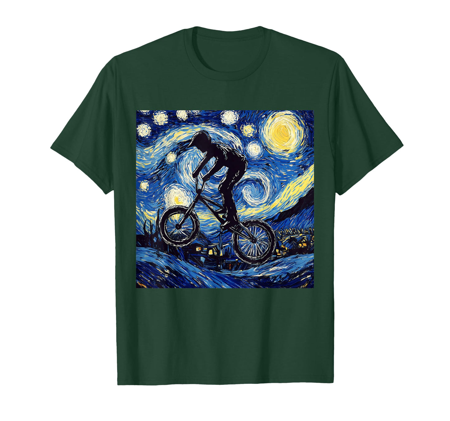 BMX Bike Rider Van Gogh Starry Night T-Shirt