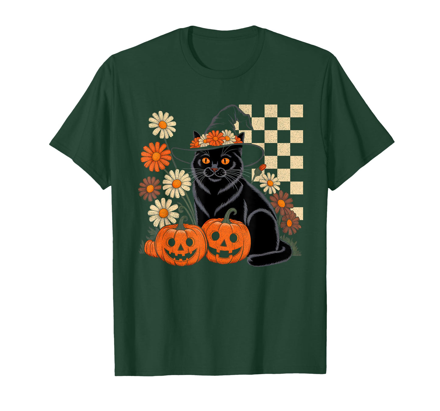 Retro Halloween Black Cat Spooky Halloween Costume Men Women T-Shirt