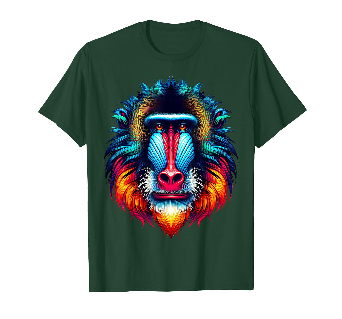 Cool Mandrill Monkey Spirit Animal Illustration Tie Dye Art T-Shirt