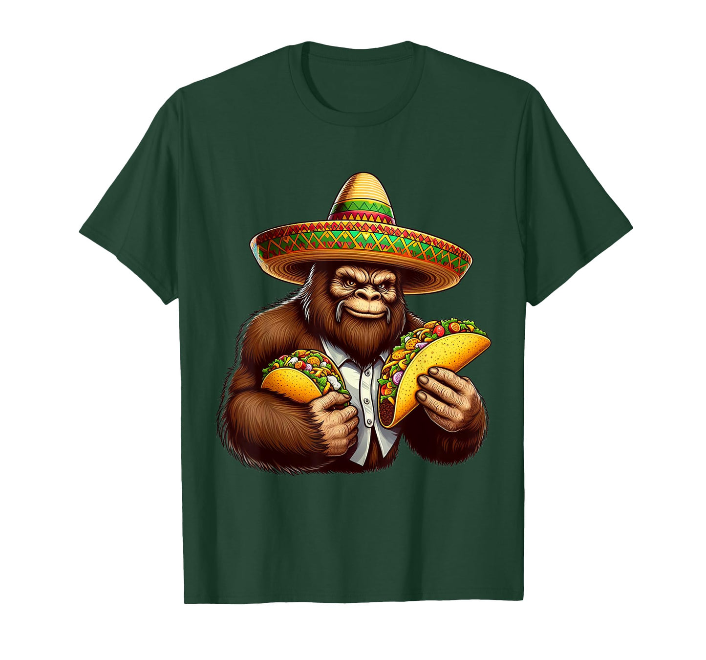 Bigfoot Carrying Taco Sombrero Cinco de Mayo Boy Men Squatch T-Shirt