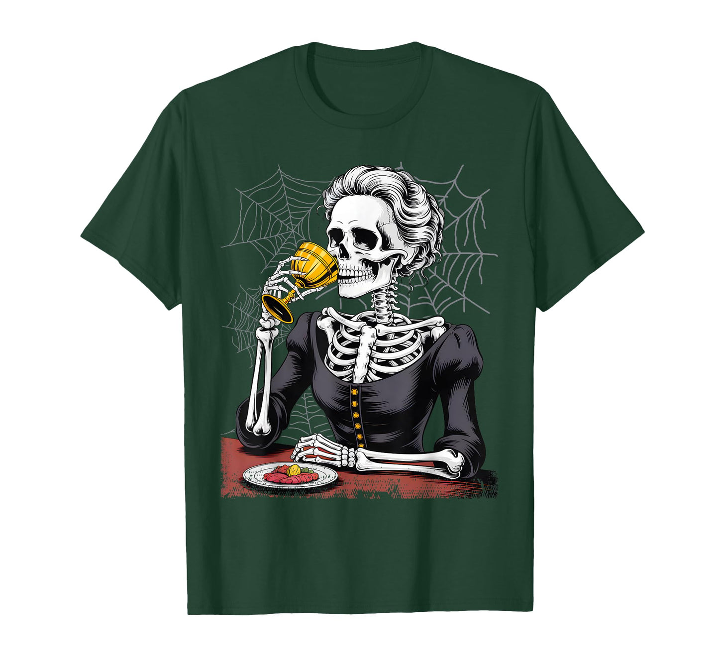 Coffee Drinking Skeleton Lazy DIY Halloween Costume Womens T-Shirt