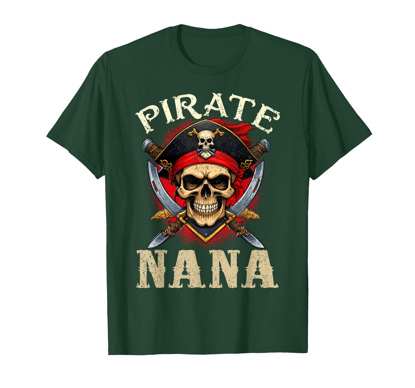 Pirate Nana Skull Jolly Roger Halloween Pirate Family T-Shirt