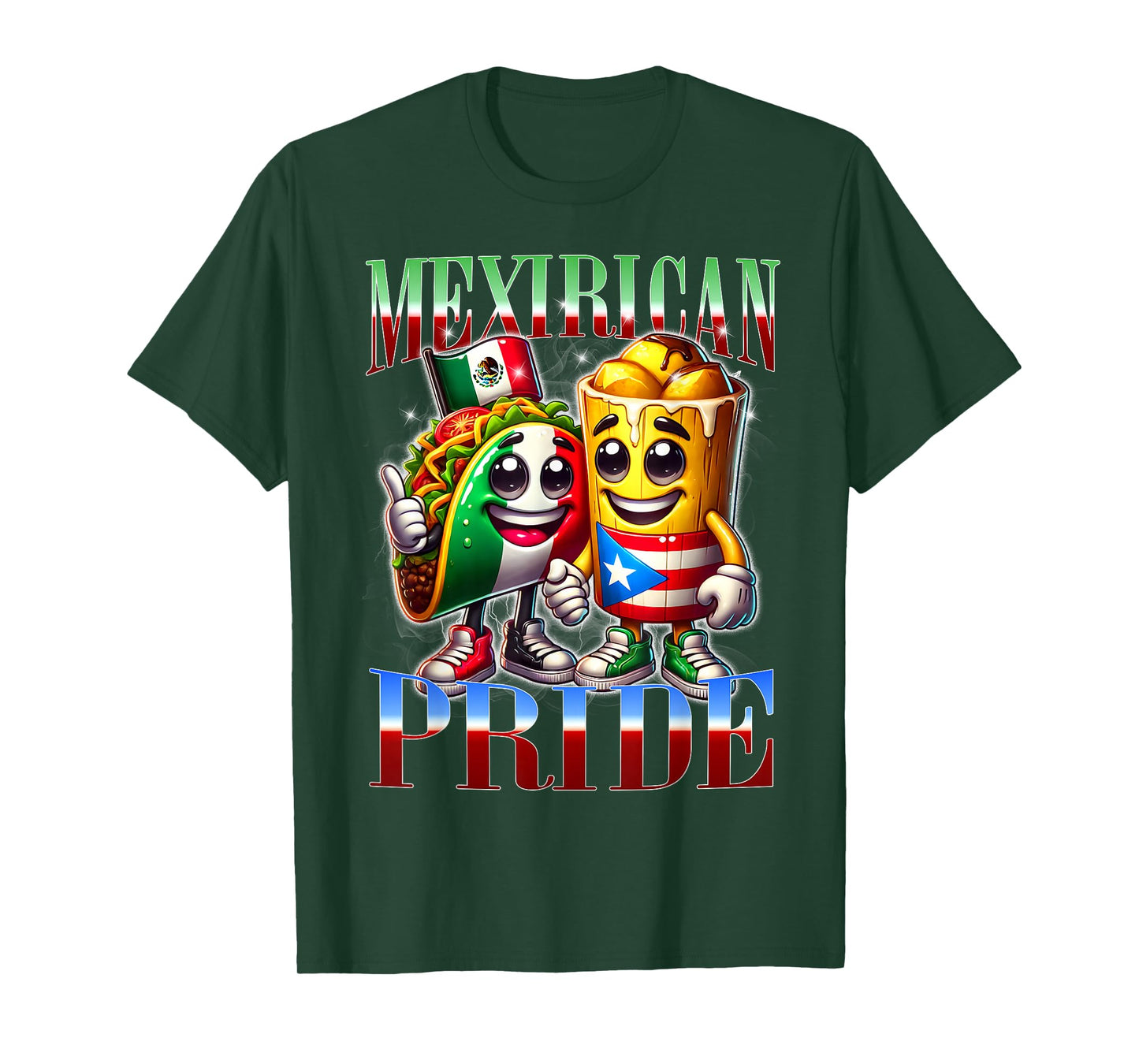 Mexirican Pride Mexican Puerto Rican Taco Drink Unity Design T-Shirt