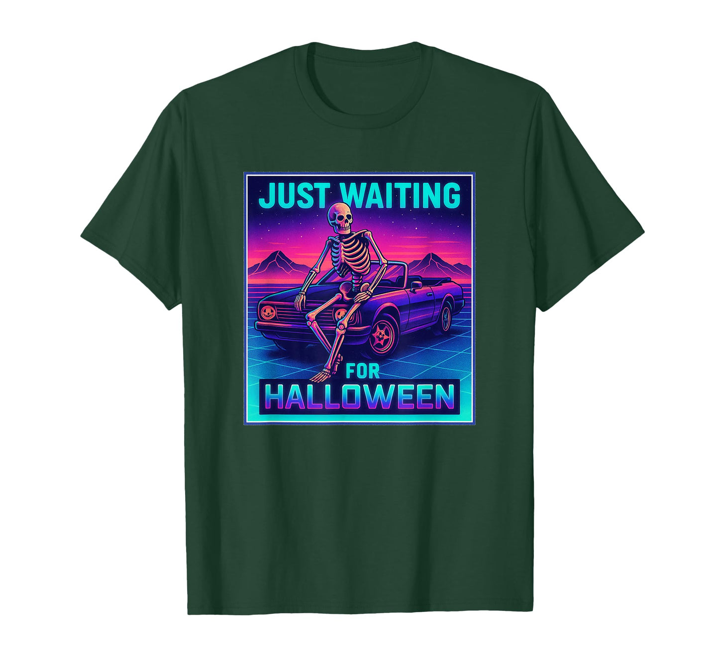 Skeleton Just Waiting for Halloween Spooky Summerween T-Shirt