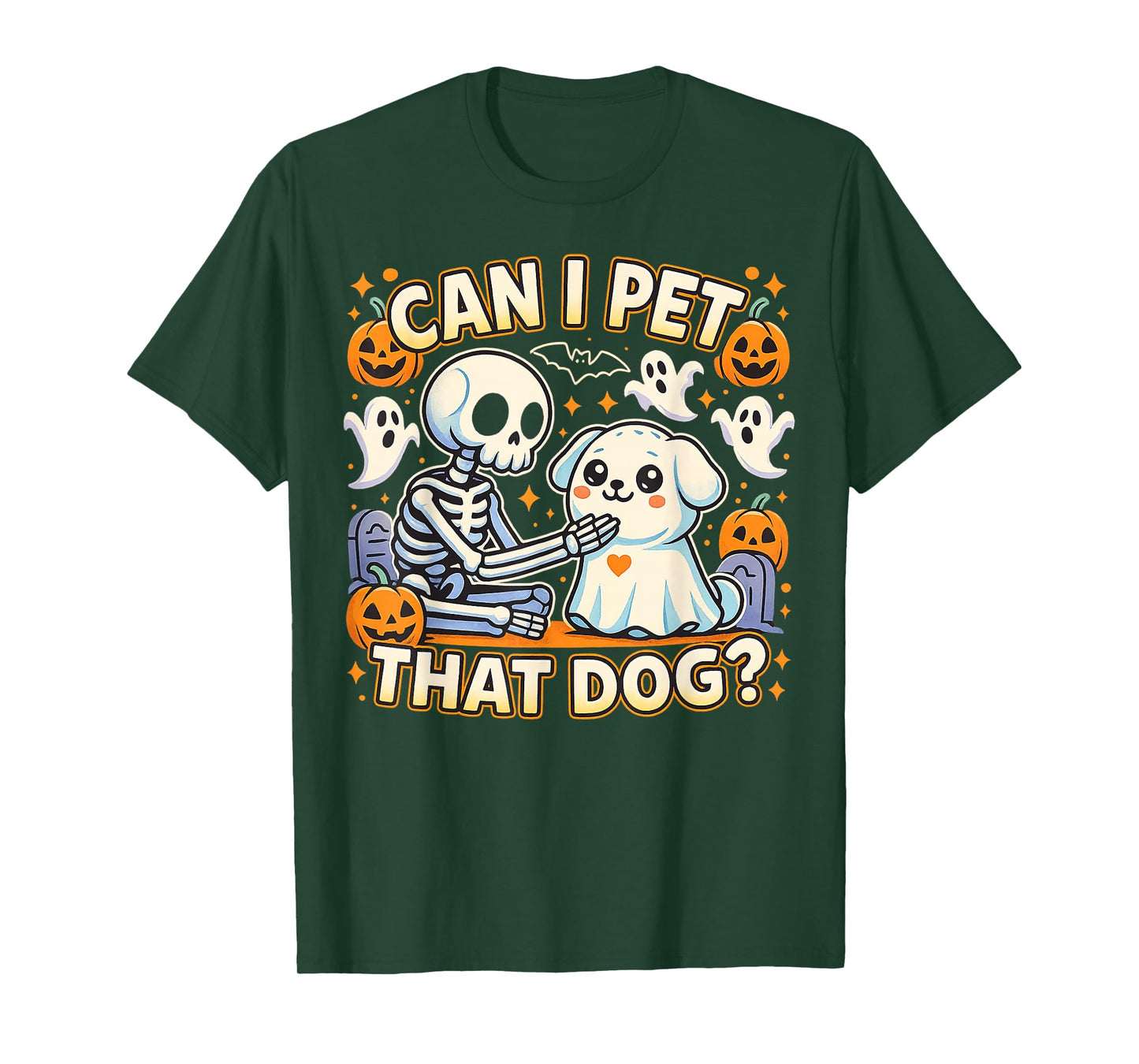 Can I Pet That Dog Funny Skeleton Halloween T-Shirt
